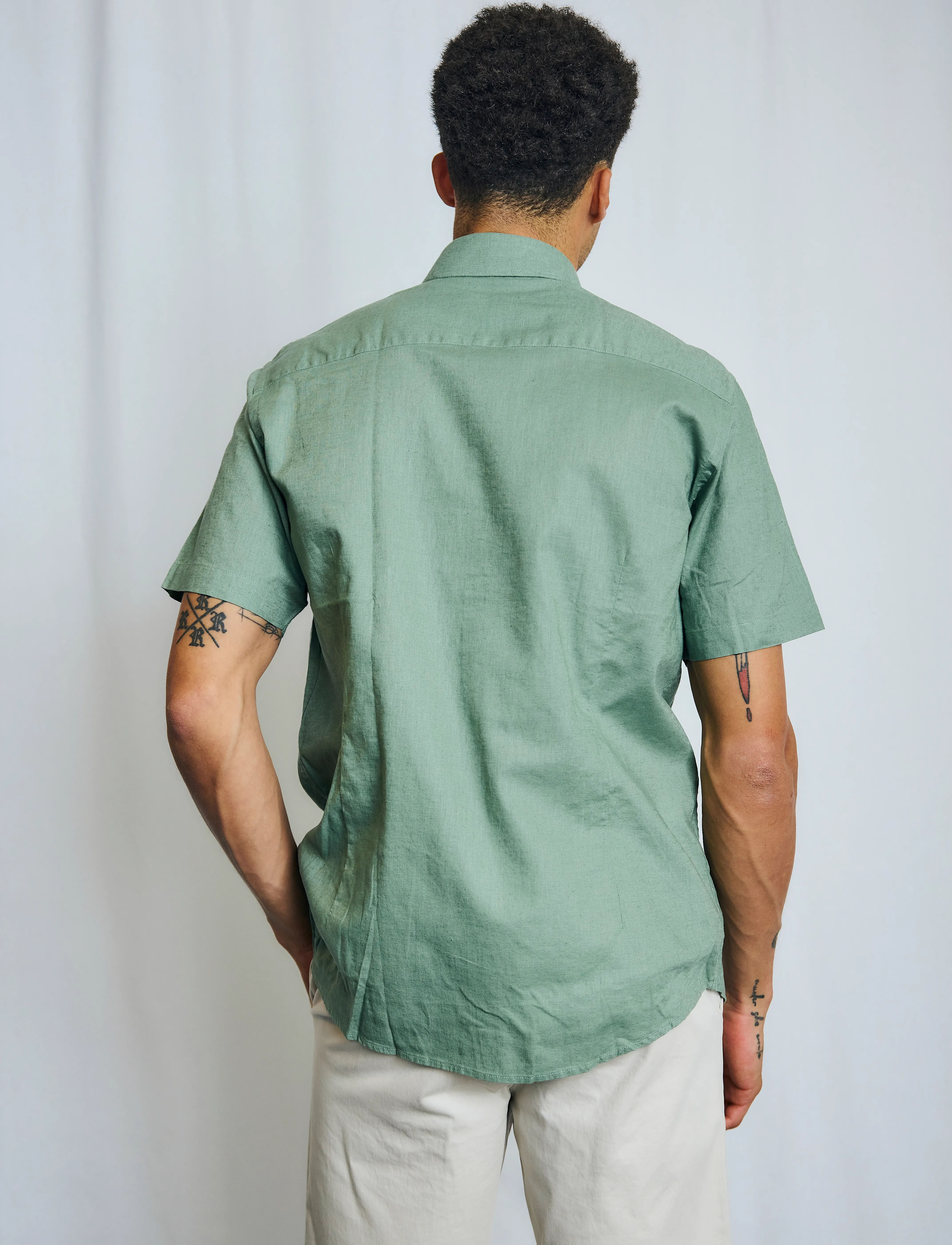 Bruun & Stengade - BS Hauger Casual Modern Fit Shirt - hørskjorter - green - 5