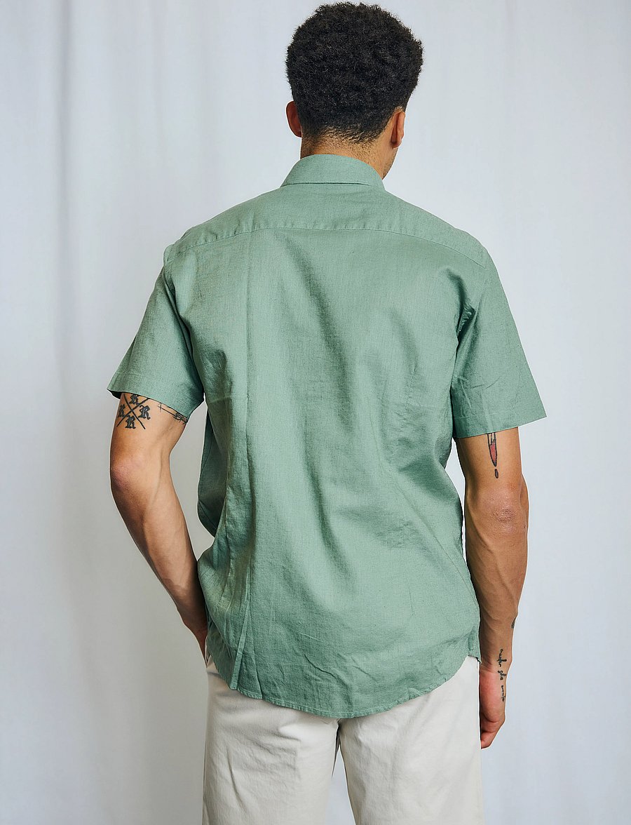 Bruun & Stengade - BS Hauger Casual Modern Fit Shirt - hørskjorter - green - 5