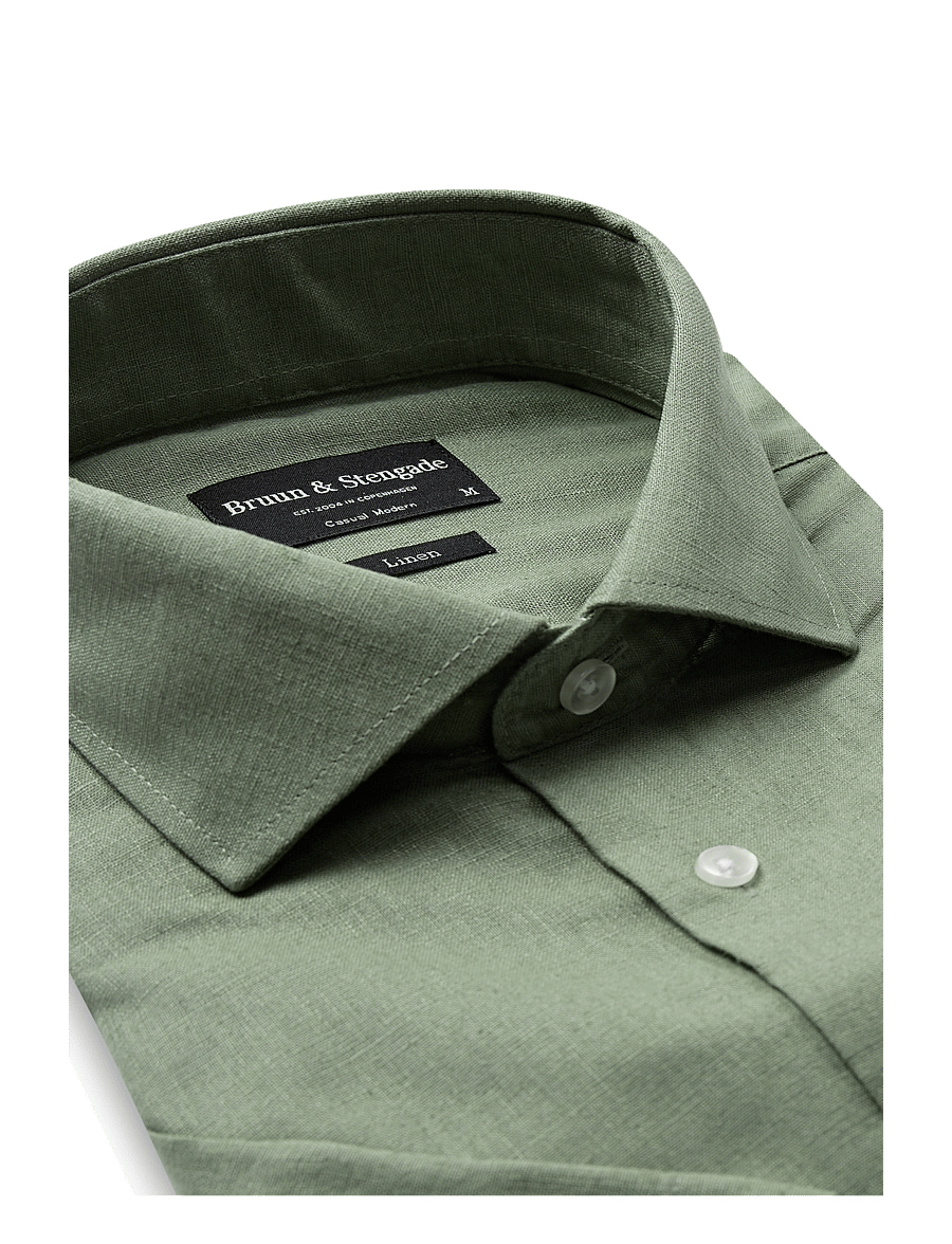 Bruun & Stengade - BS Hauger Casual Modern Fit Shirt - hørskjorter - green - 3
