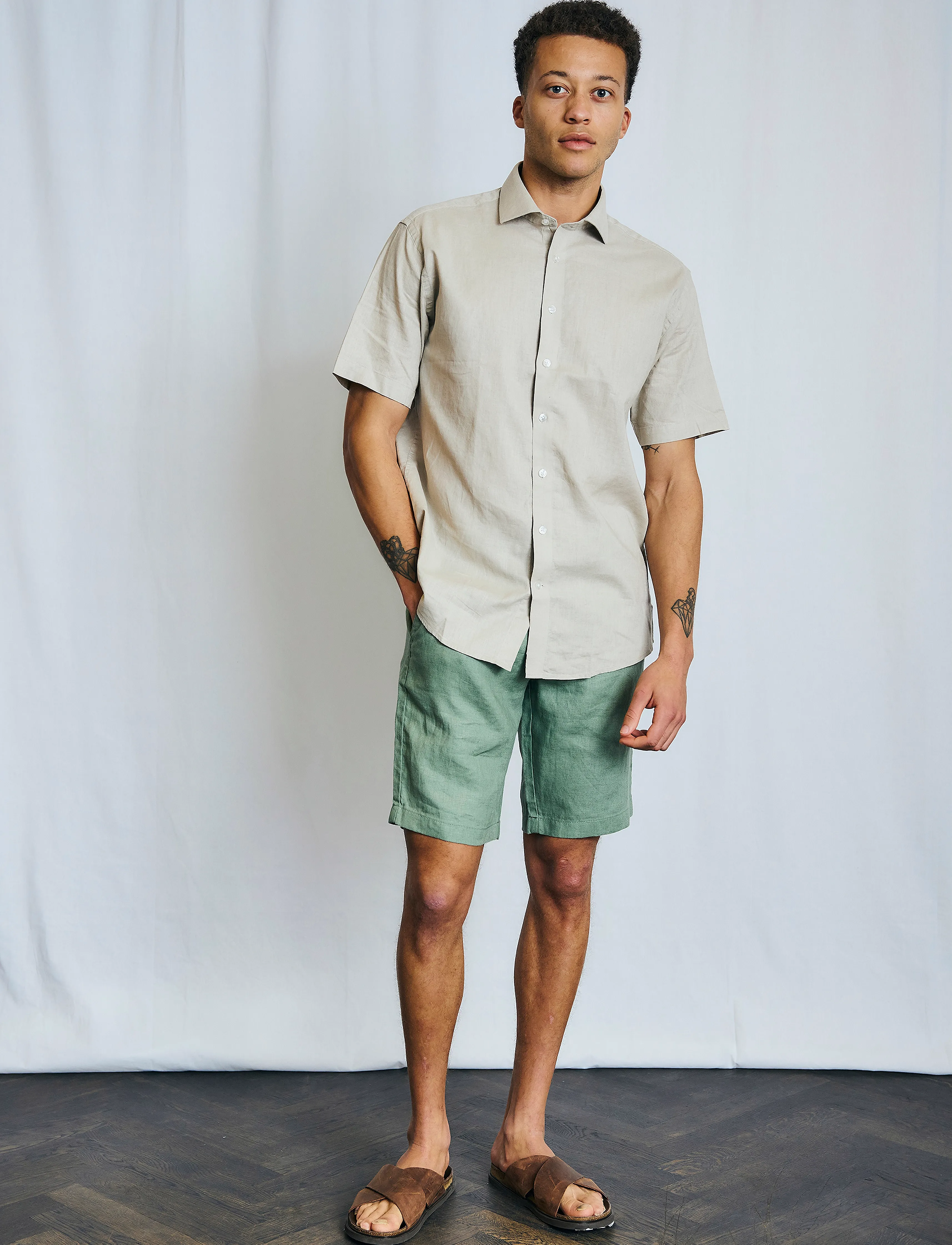 Bruun & Stengade BS Hauger Casual Modern Fit Shirt - Skjorter - KIT / beige