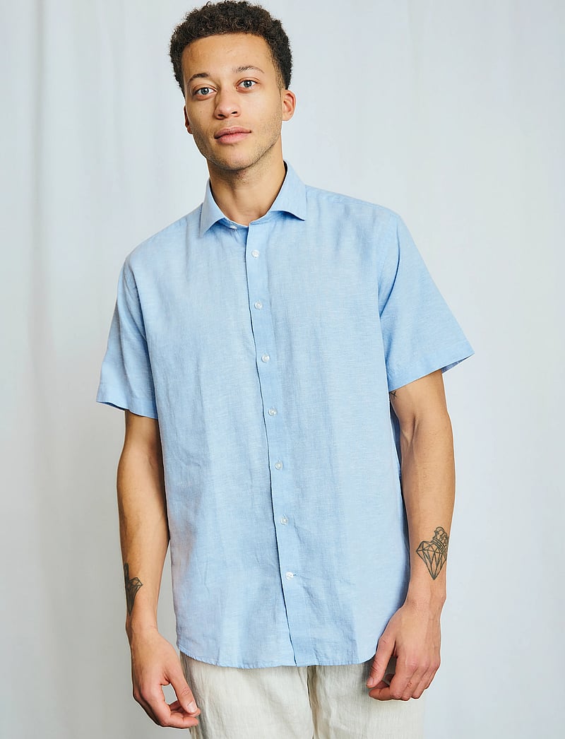 Bruun & Stengade - BS Hauger Casual Modern Fit Shirt - linneskjortor - light blue - 0