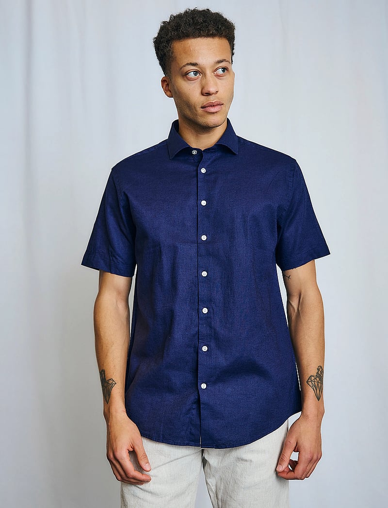 Bruun & Stengade - BS Hauger Casual Modern Fit Shirt - linneskjortor - navy - 4