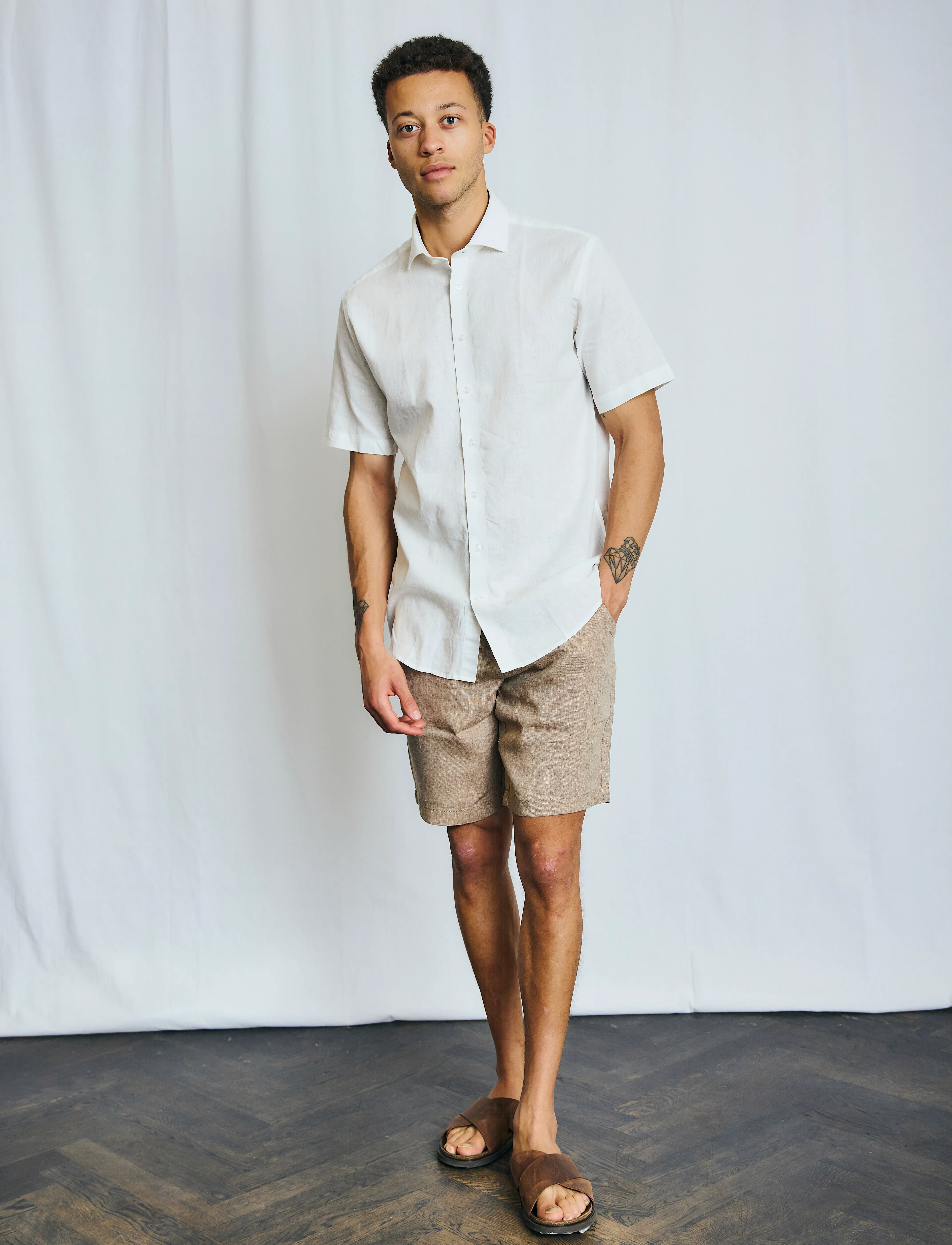 Bruun & Stengade - BS Hauger Casual Modern Fit Shirt - leinenhemden - white - 4