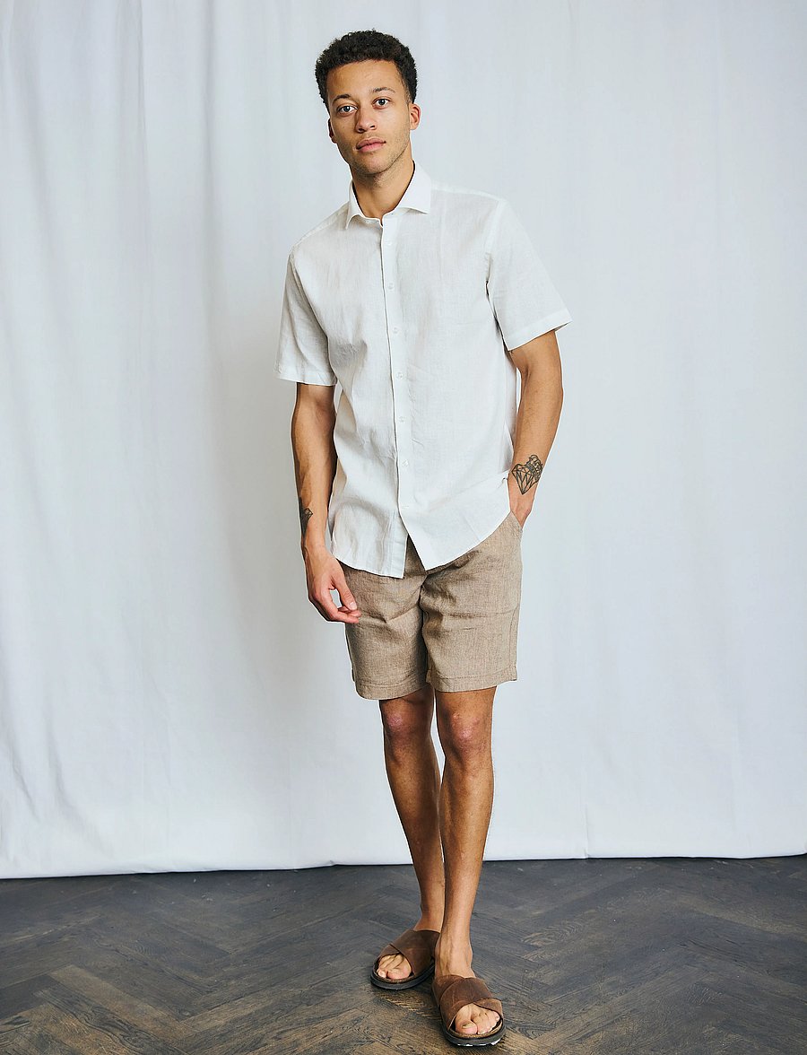 Bruun & Stengade - BS Hauger Casual Modern Fit Shirt - leinenhemden - white - 4