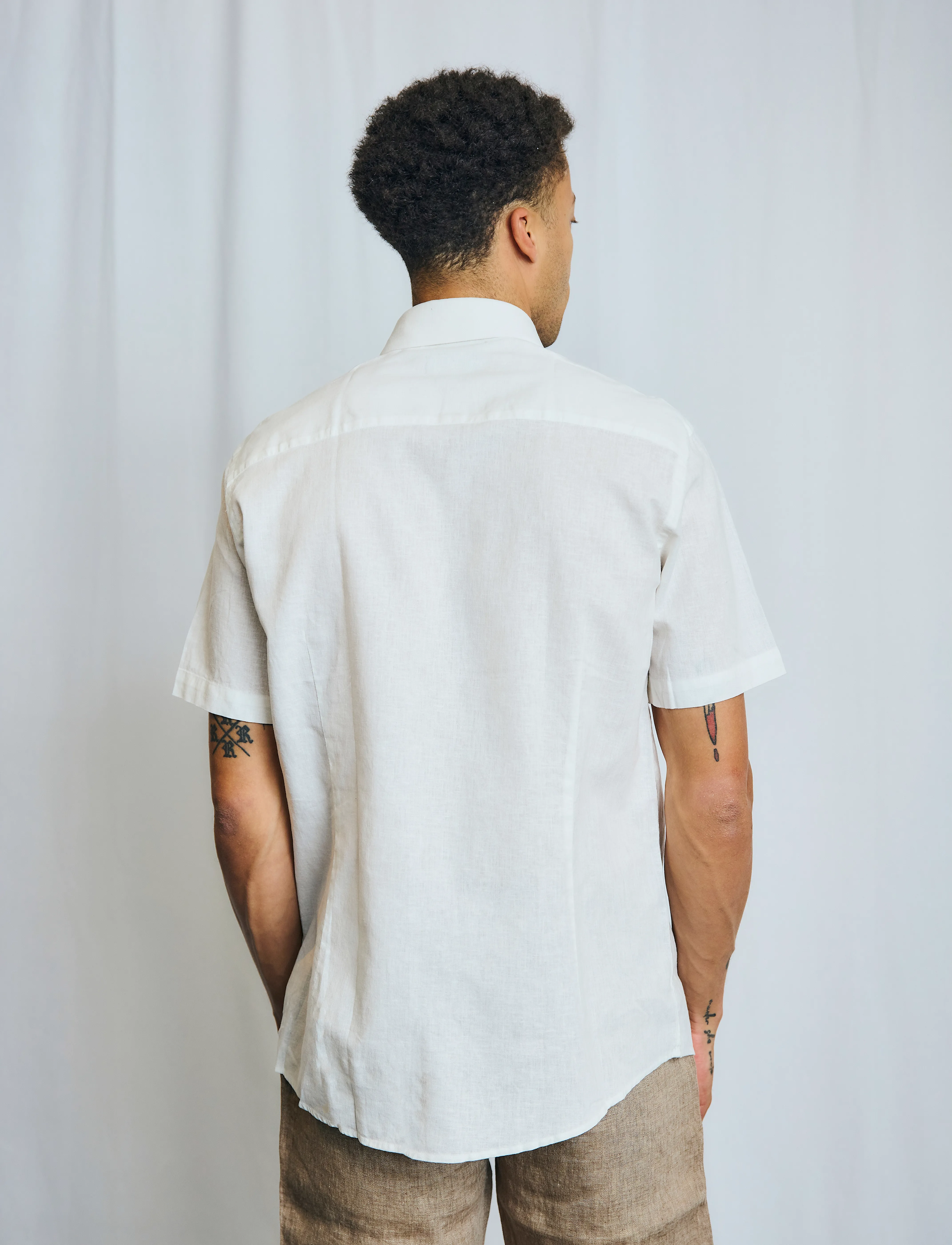 Bruun & Stengade - BS Hauger Casual Modern Fit Shirt - leinenhemden - white - 5