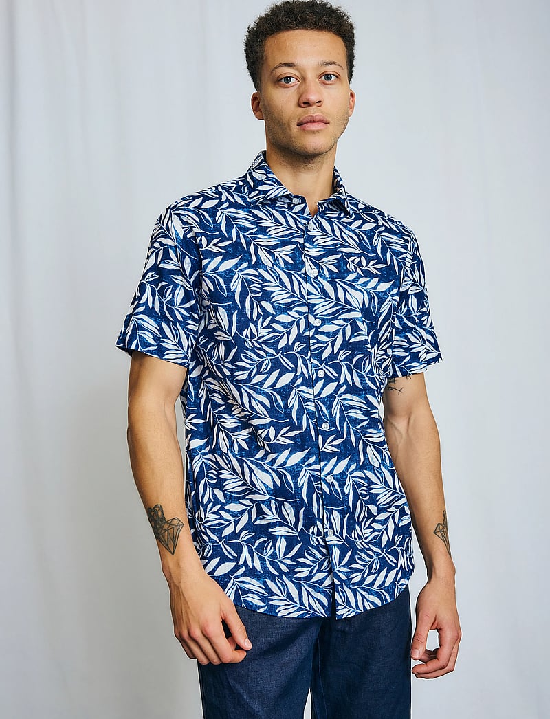 Bruun & Stengade - BS Cordeel Casual Modern Fit Shirt - hørskjorter - navy - 0