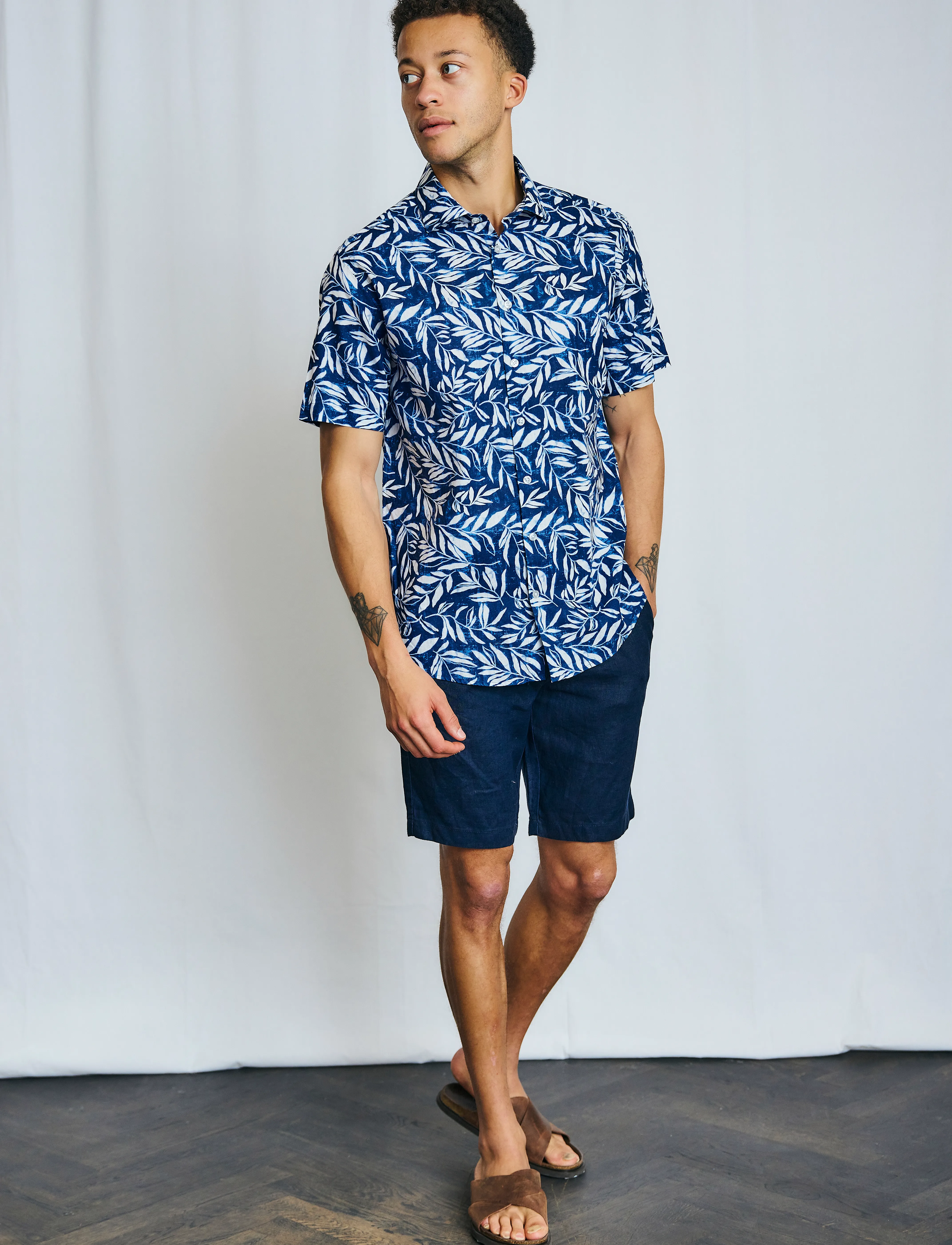 Bruun & Stengade - BS Cordeel Casual Modern Fit Shirt - linskjorter - navy - 2