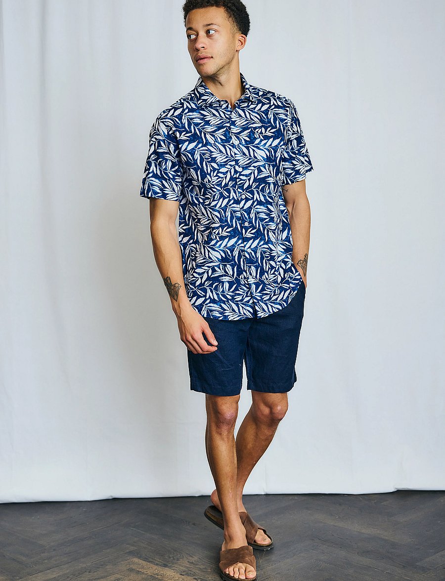 Bruun & Stengade - BS Cordeel Casual Modern Fit Shirt - hørskjorter - navy - 2