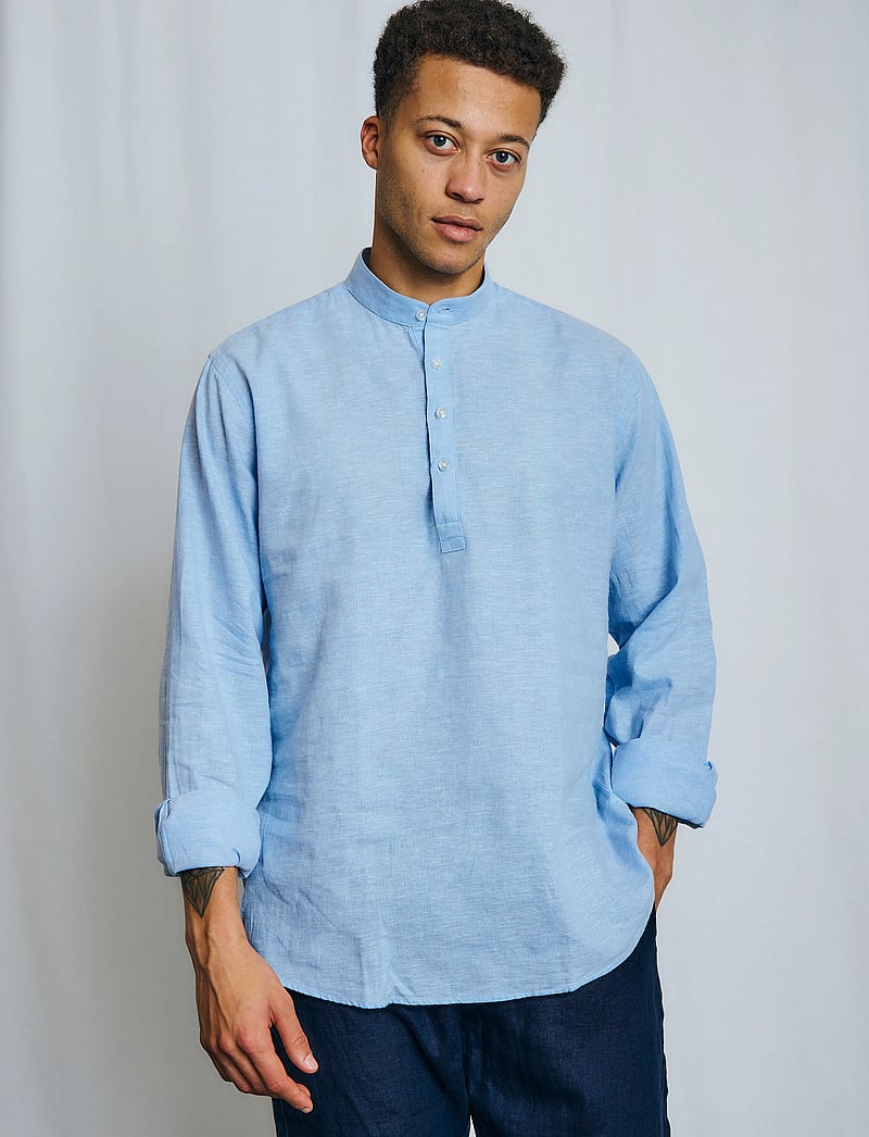 Bruun & Stengade - BS Crawford Casual Modern Fit Shirt - hørskjorter - light blue - 0