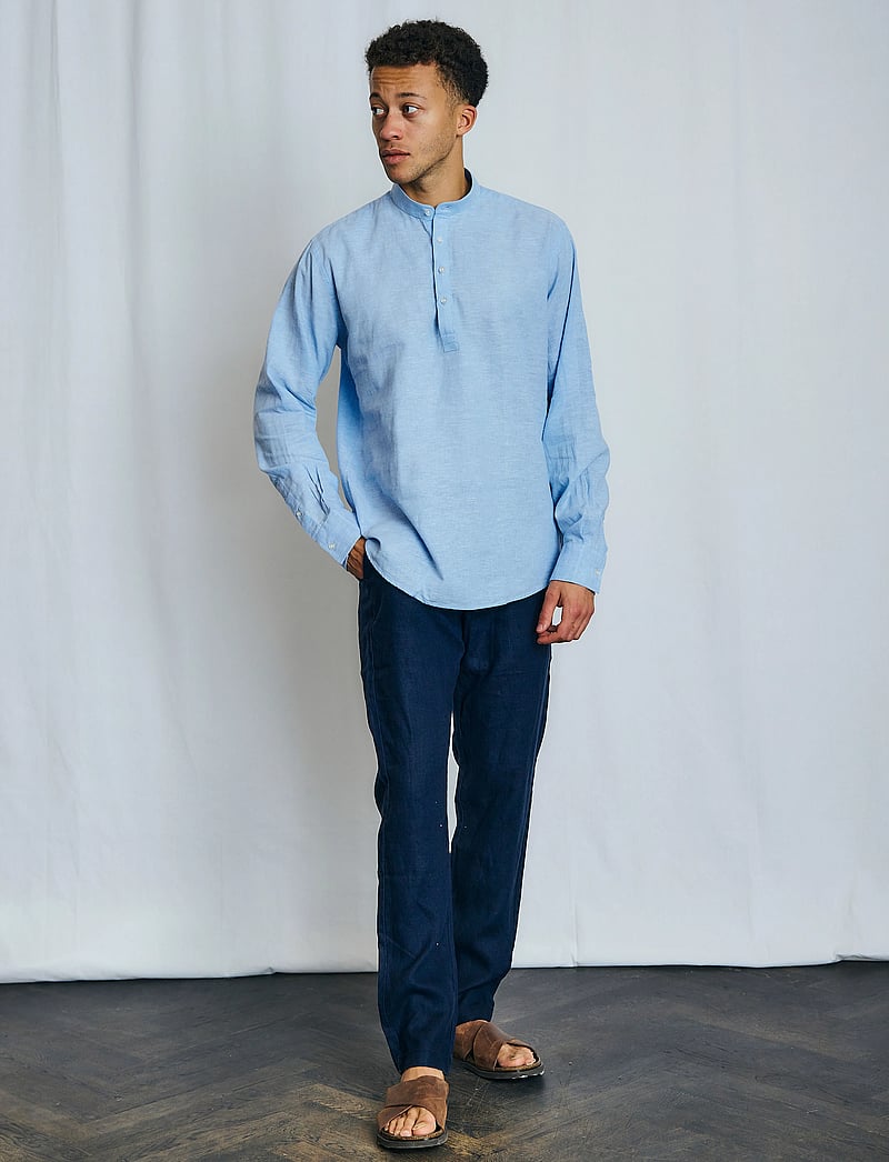 Bruun & Stengade - BS Crawford Casual Modern Fit Shirt - hørskjorter - light blue - 4