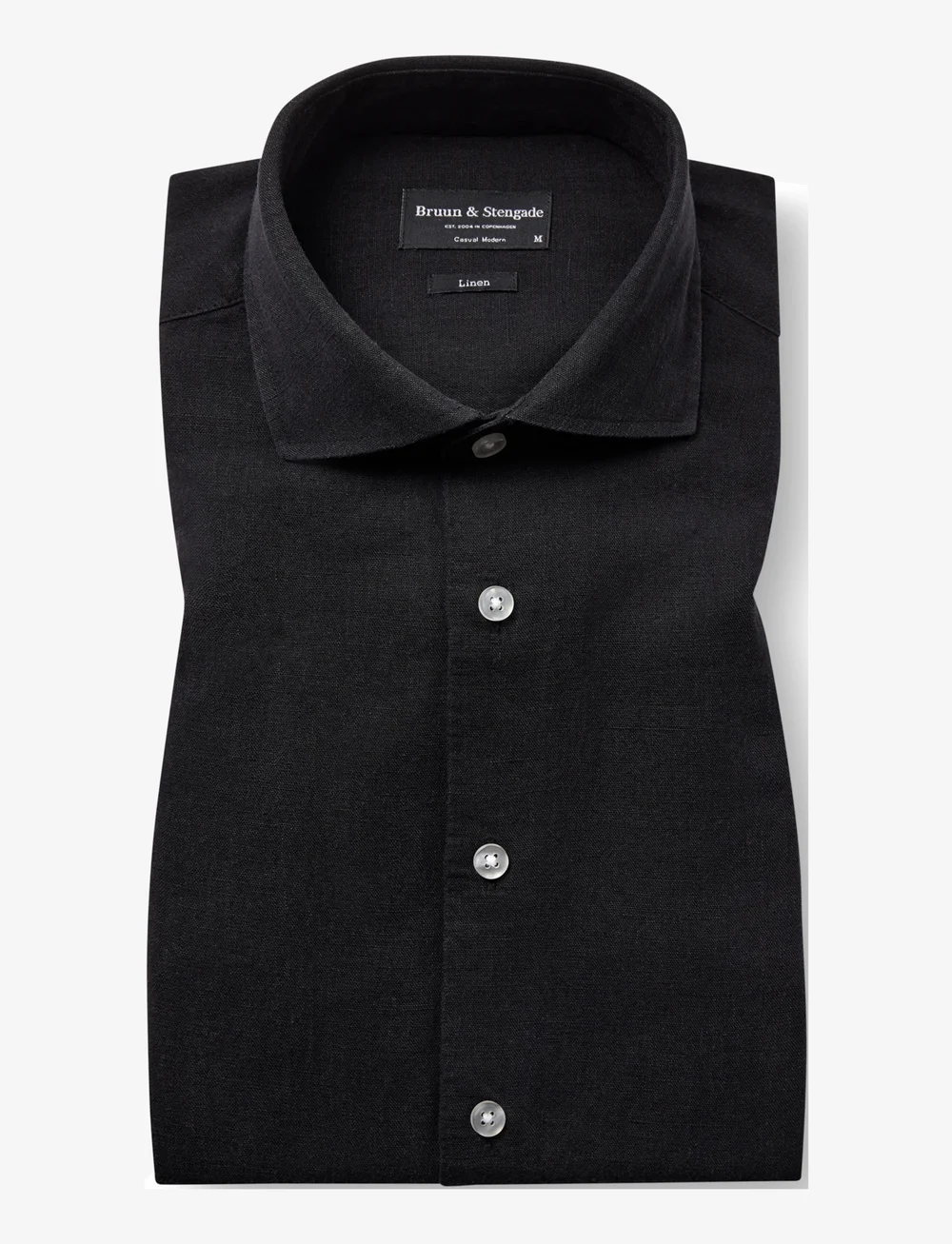 Bruun & Stengade - BS Antonelli Casual Modern Fit Shirt - linen shirts - black - 1