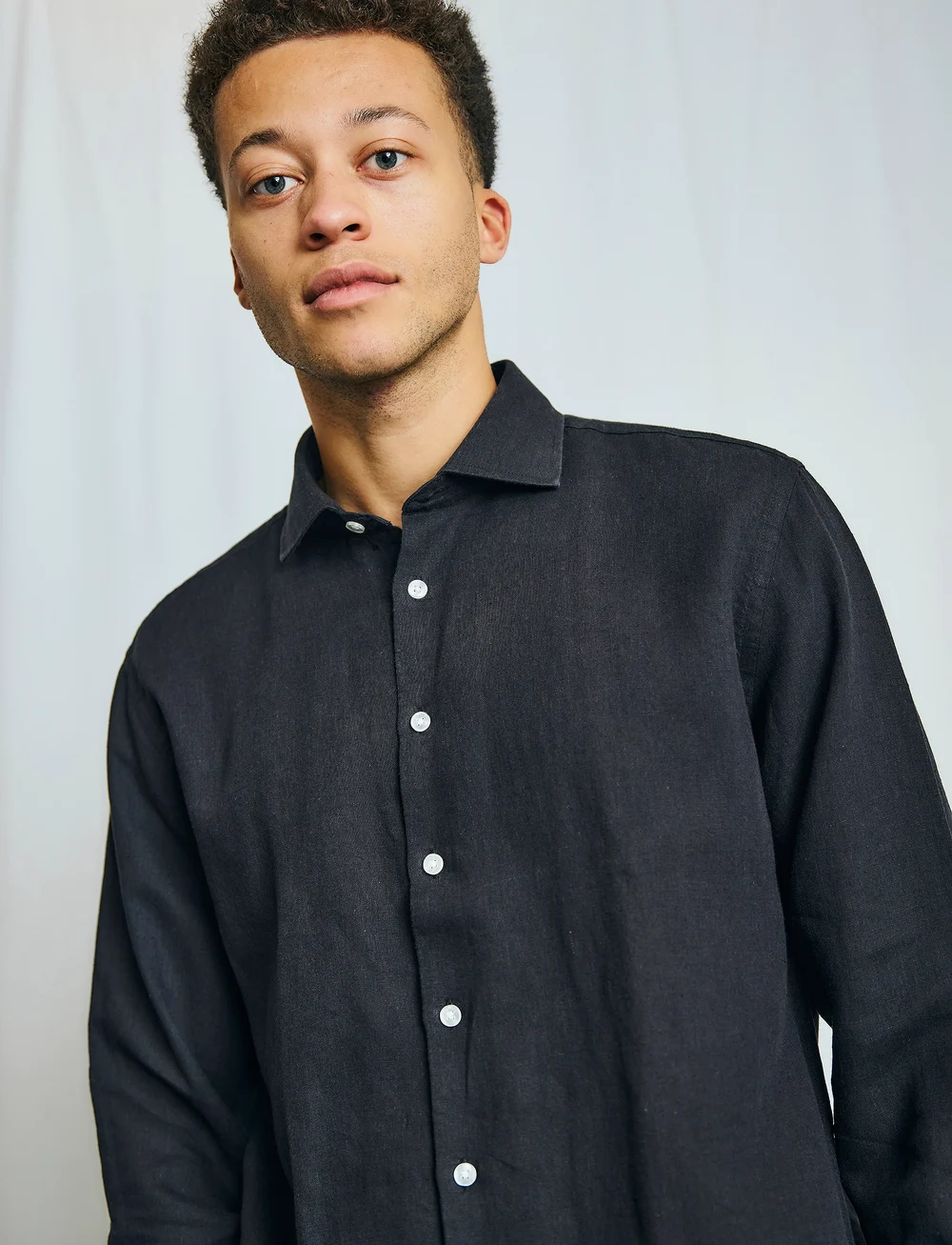 Bruun & Stengade - BS Antonelli Casual Modern Fit Shirt - linen shirts - black - 4