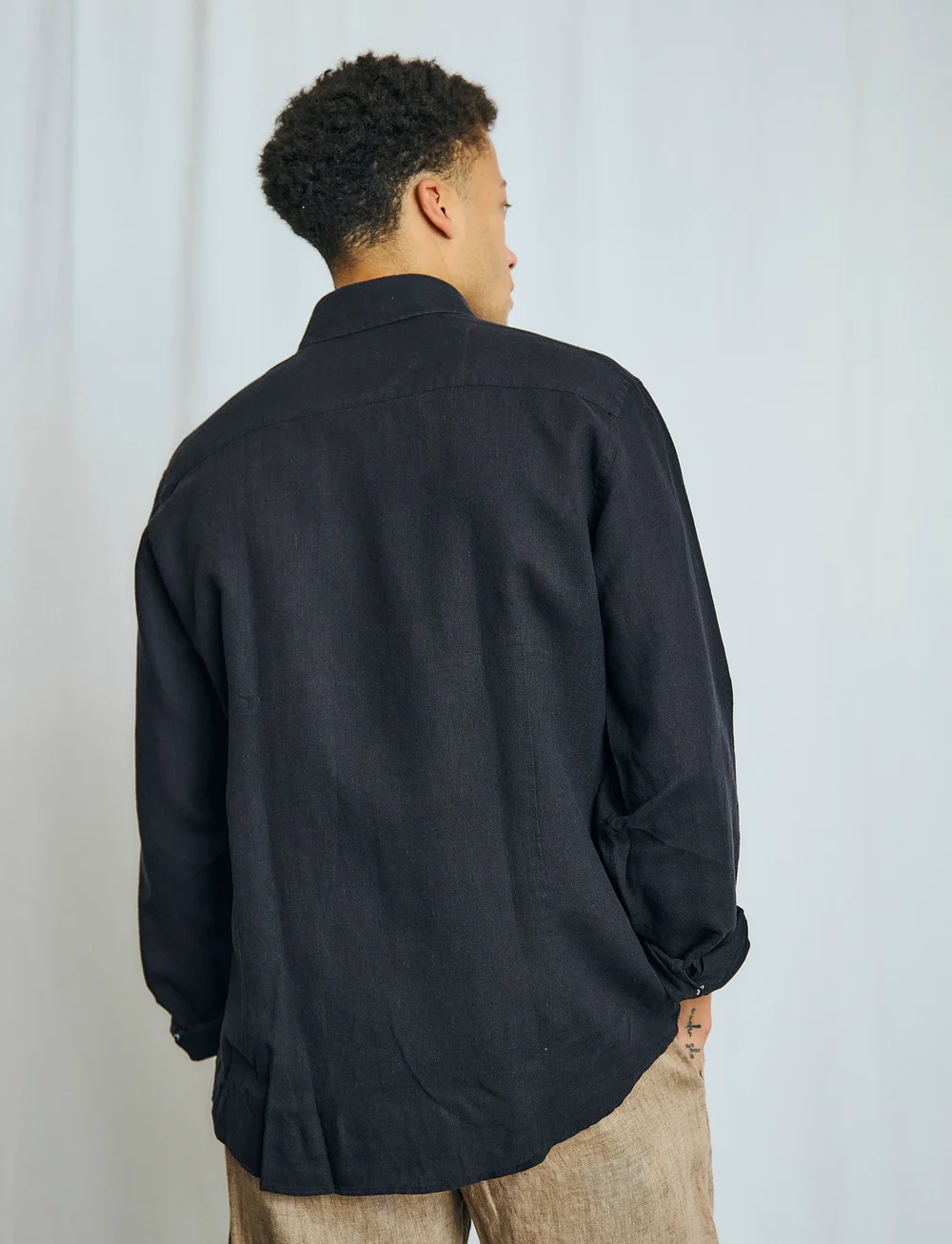 Bruun & Stengade - BS Antonelli Casual Modern Fit Shirt - linen shirts - black - 5