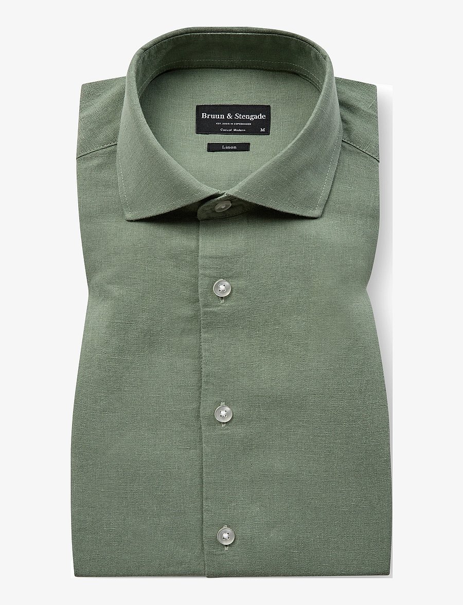 Bruun & Stengade - BS Antonelli Casual Modern Fit Shirt - hørskjorter - green - 1