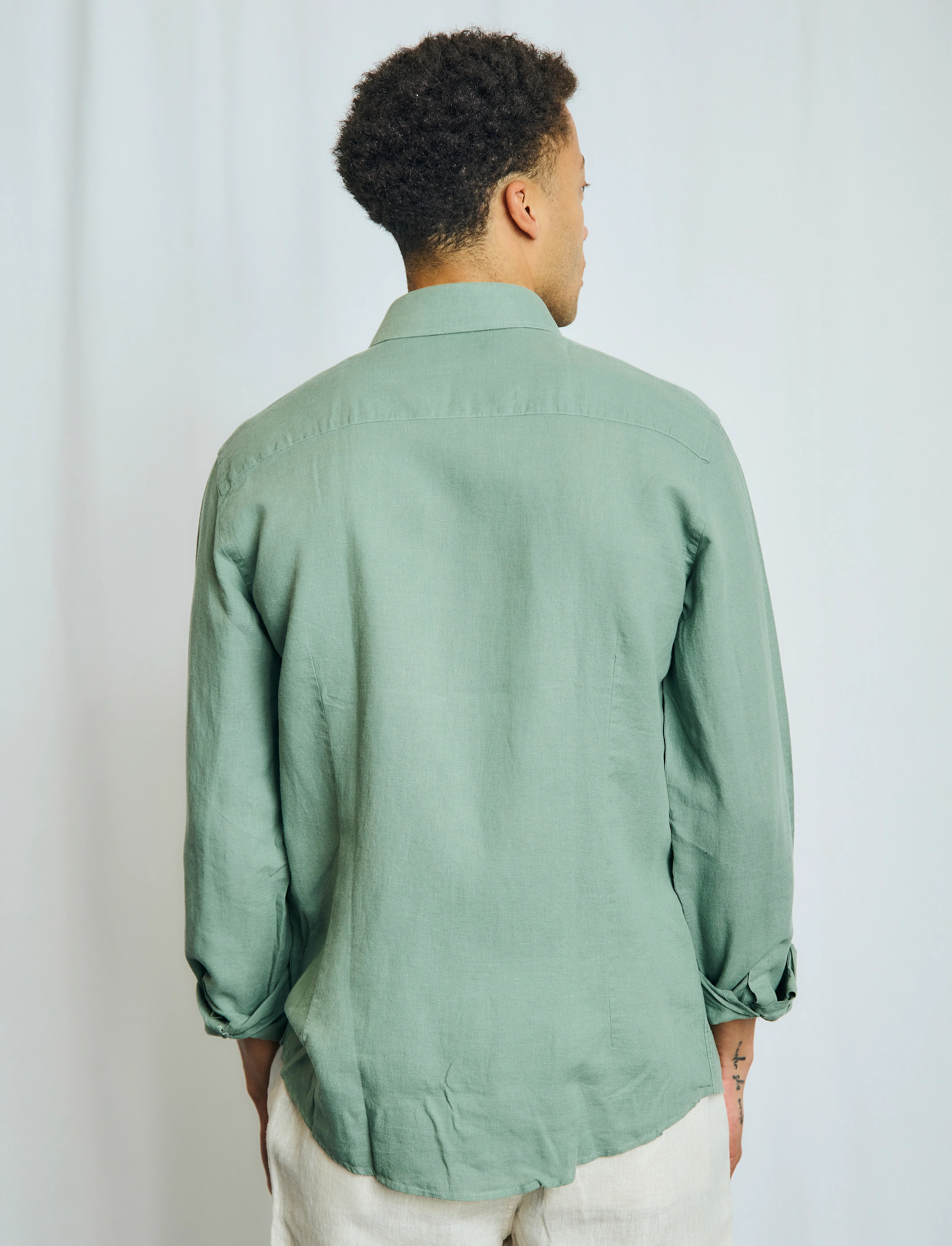 Bruun & Stengade - BS Antonelli Casual Modern Fit Shirt - hørskjorter - green - 5
