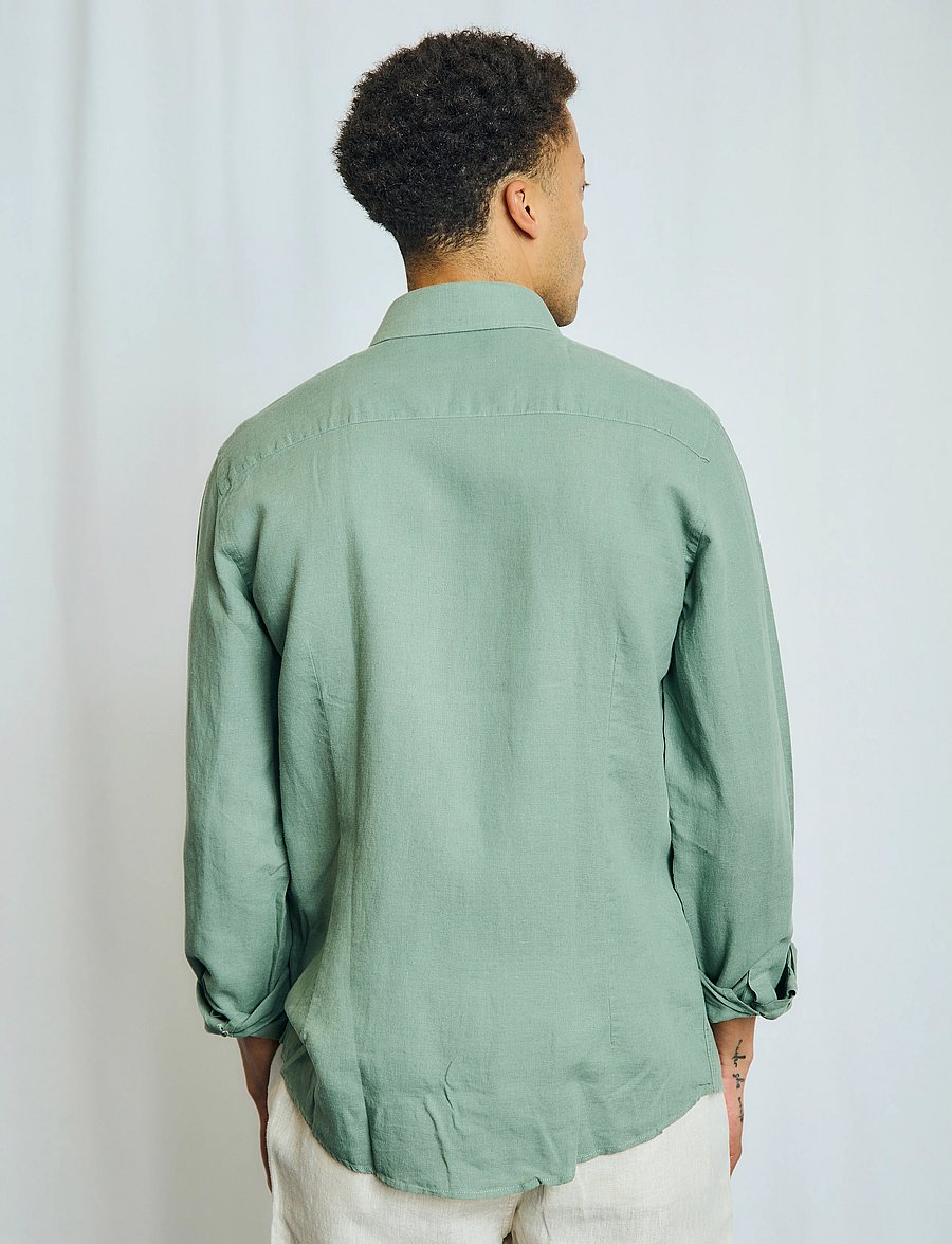 Bruun & Stengade - BS Antonelli Casual Modern Fit Shirt - hørskjorter - green - 5