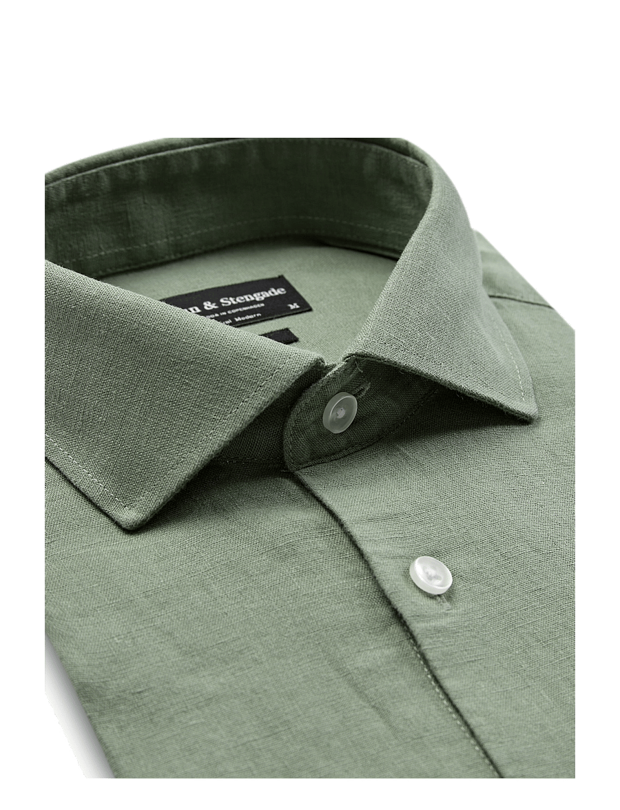 Bruun & Stengade - BS Antonelli Casual Modern Fit Shirt - hørskjorter - green - 3