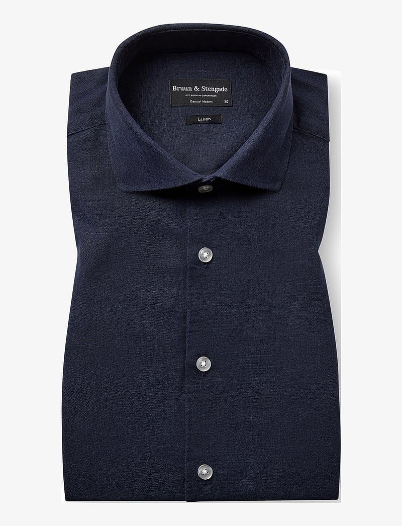 Bruun & Stengade - BS Antonelli Casual Modern Fit Shirt - linneskjortor - navy - 1