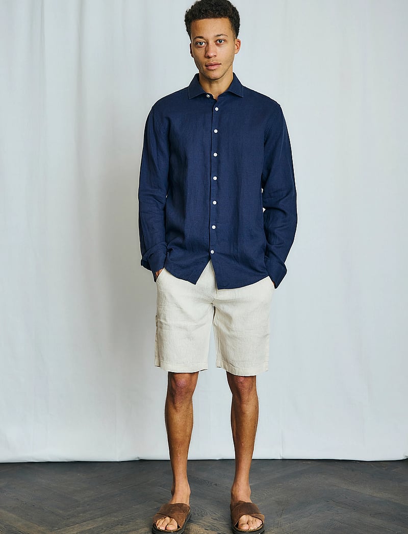 Bruun & Stengade - BS Antonelli Casual Modern Fit Shirt - linneskjortor - navy - 4