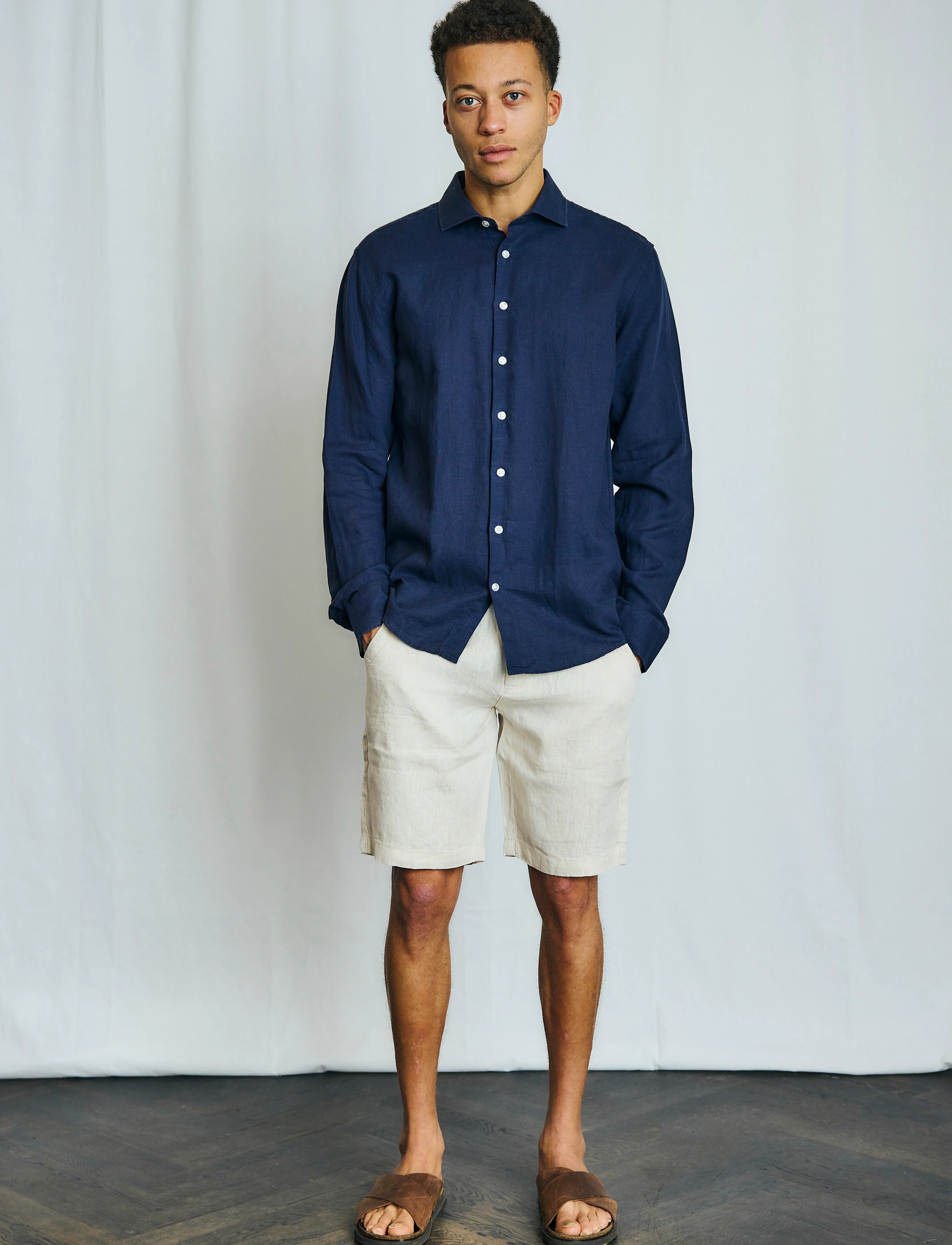 Bruun & Stengade - BS Antonelli Casual Modern Fit Shirt - chemises de lin - navy - 4