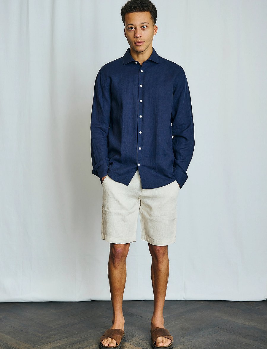 Bruun & Stengade - BS Antonelli Casual Modern Fit Shirt - chemises de lin - navy - 4