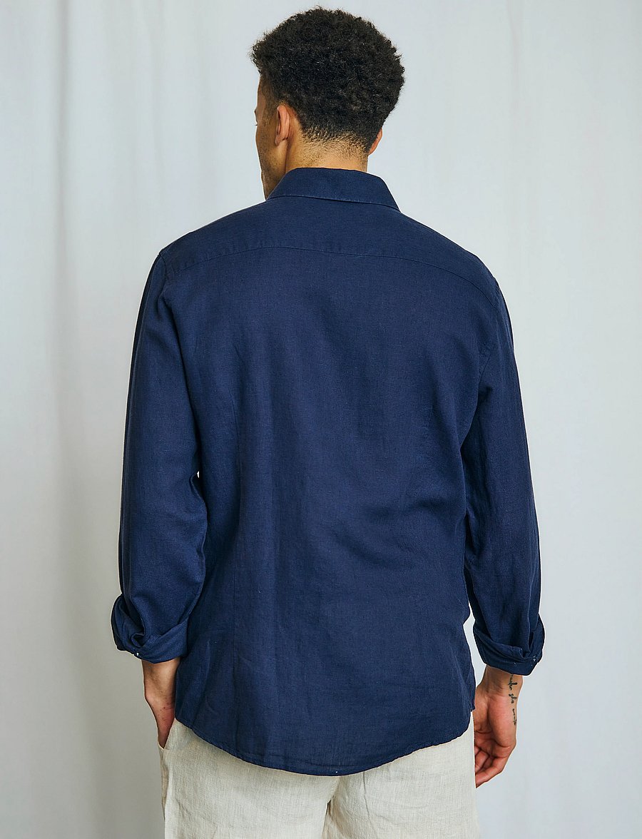 Bruun & Stengade - BS Antonelli Casual Modern Fit Shirt - chemises de lin - navy - 5