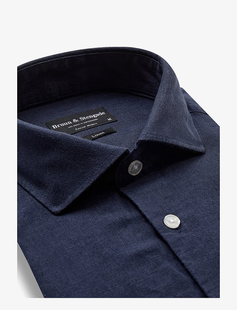 Bruun & Stengade - BS Antonelli Casual Modern Fit Shirt - linneskjortor - navy - 3
