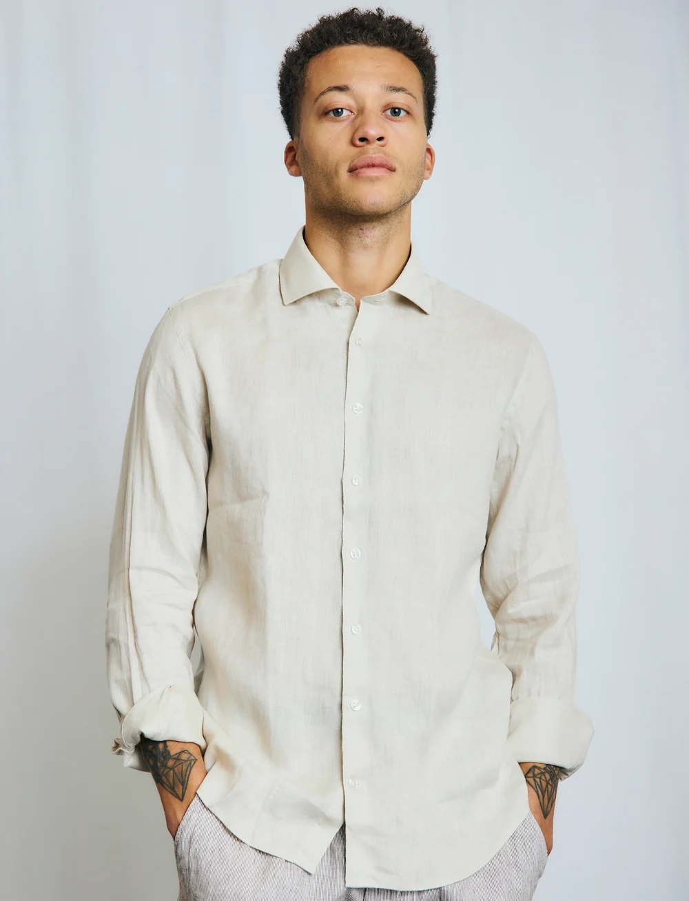 Bruun & Stengade - BS Antonelli Casual Modern Fit Shirt - linased särgid - sand - 0