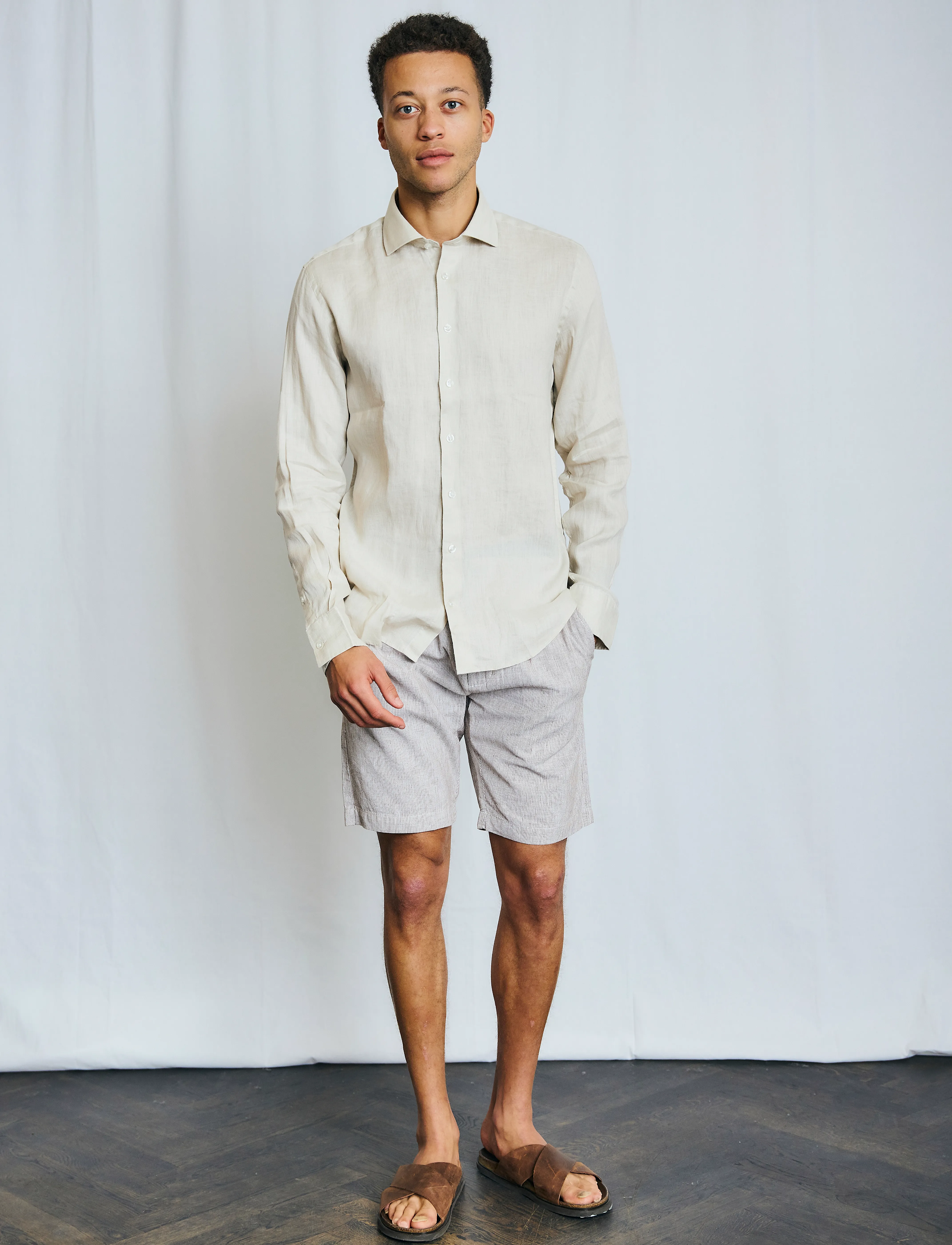 Bruun & Stengade - BS Antonelli Casual Modern Fit Shirt - leinenhemden - sand - 4