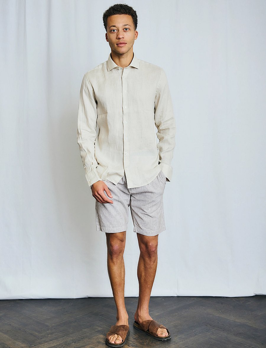 Bruun & Stengade - BS Antonelli Casual Modern Fit Shirt - leinenhemden - sand - 4