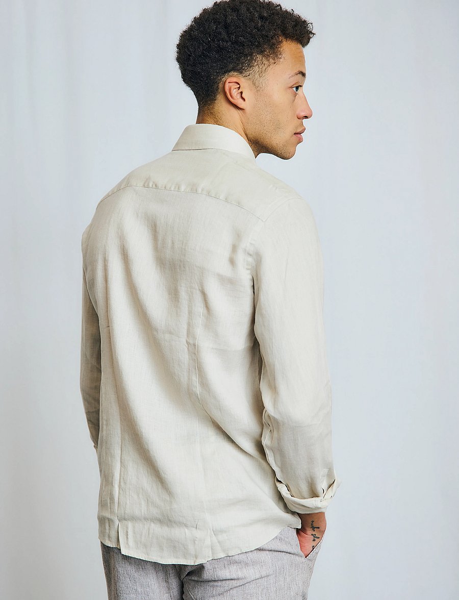 Bruun & Stengade - BS Antonelli Casual Modern Fit Shirt - leinenhemden - sand - 5