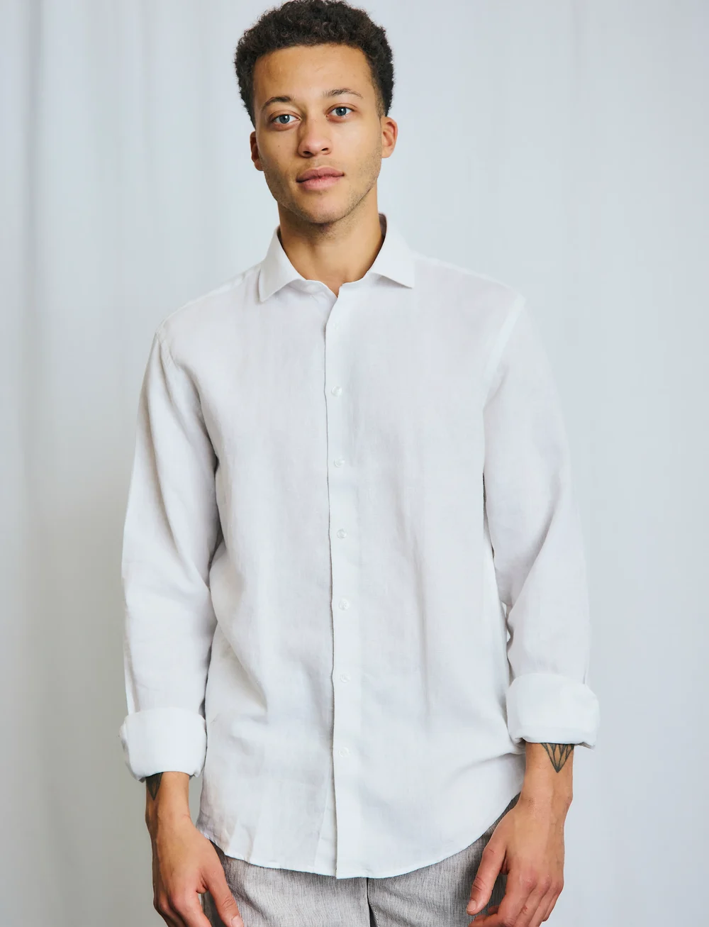 Bruun & Stengade - BS Antonelli Casual Modern Fit Shirt - linen shirts - white - 0