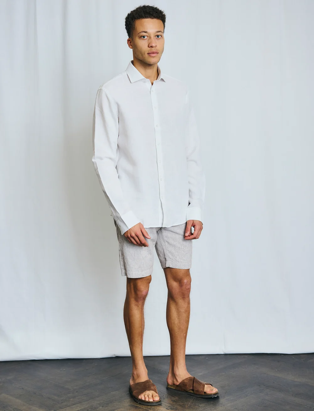 Bruun & Stengade - BS Antonelli Casual Modern Fit Shirt - linen shirts - white - 4