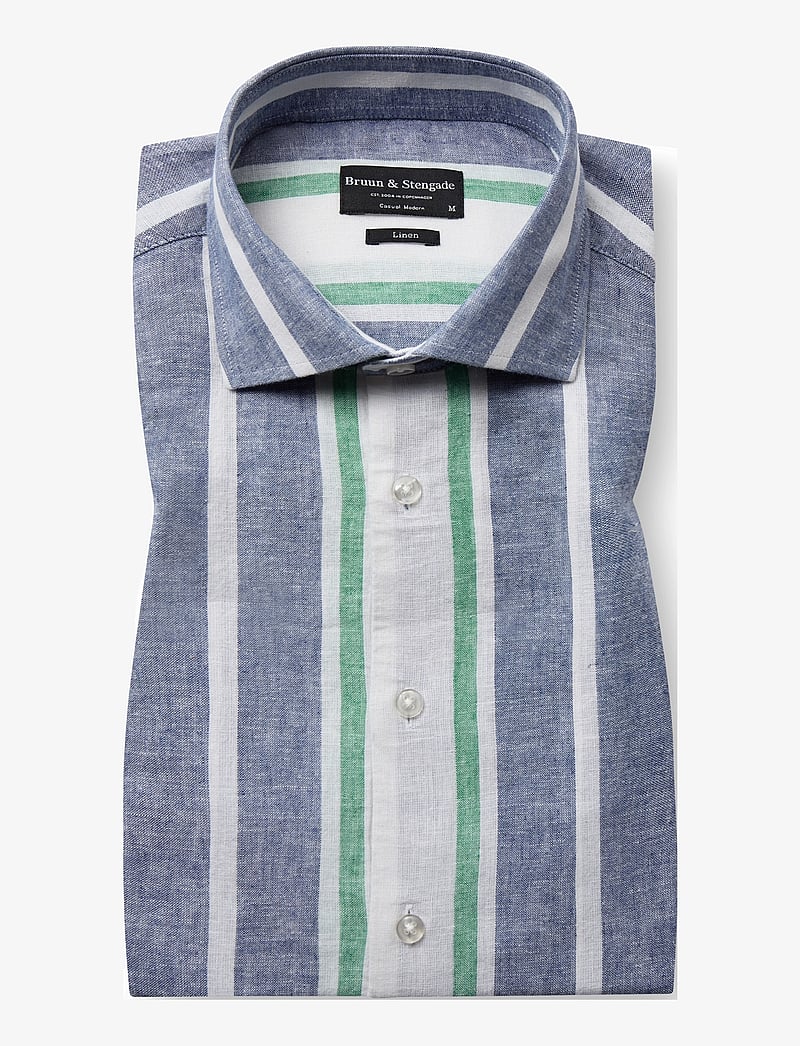 Bruun & Stengade - BS Maini Casual Modern Fit Shirt - hørskjorter - blue/white - 4