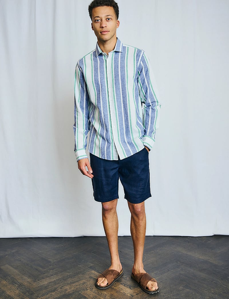 Bruun & Stengade - BS Maini Casual Modern Fit Shirt - hørskjorter - blue/white - 3