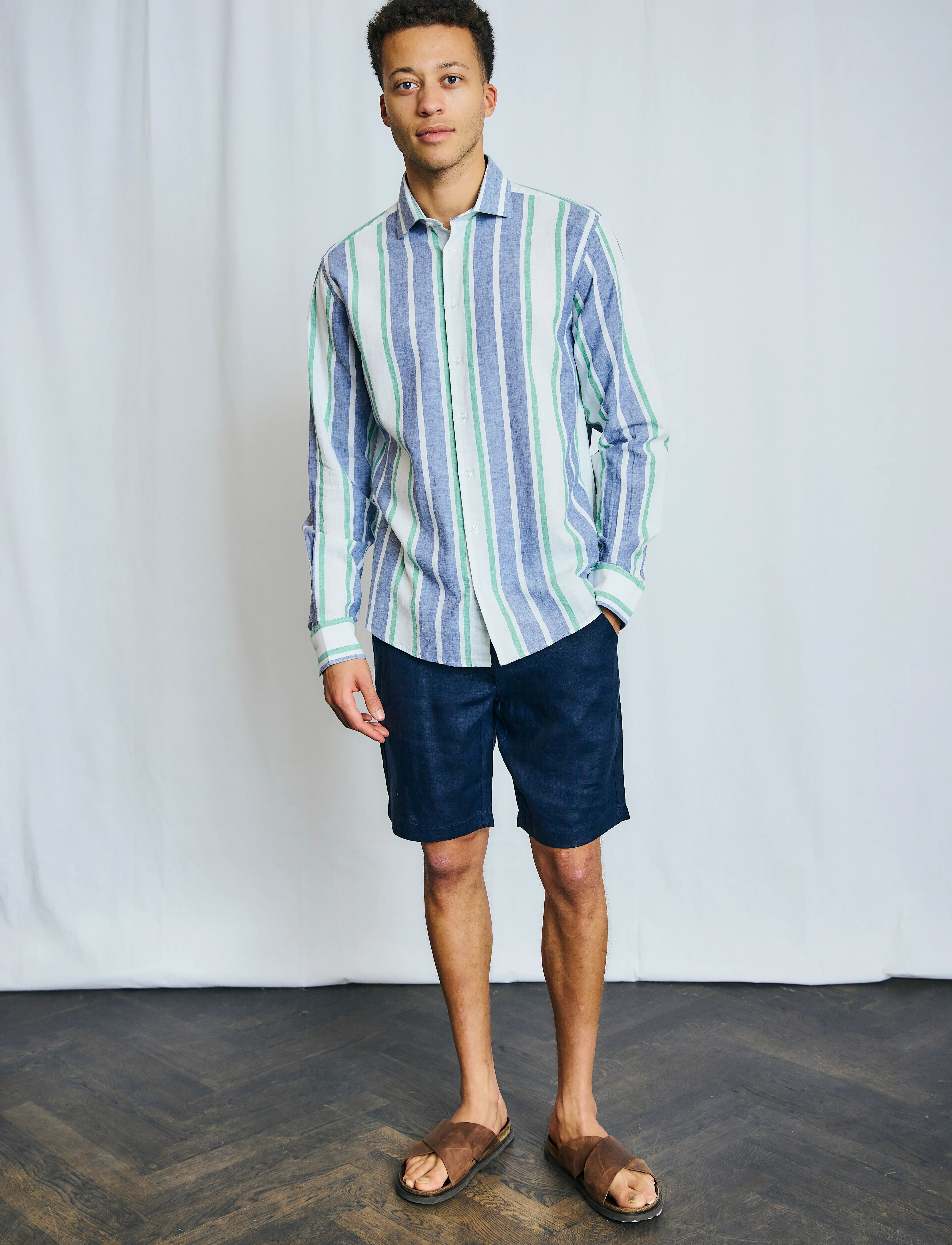 Bruun & Stengade - BS Maini Casual Modern Fit Shirt - leinenhemden - blue/white - 3