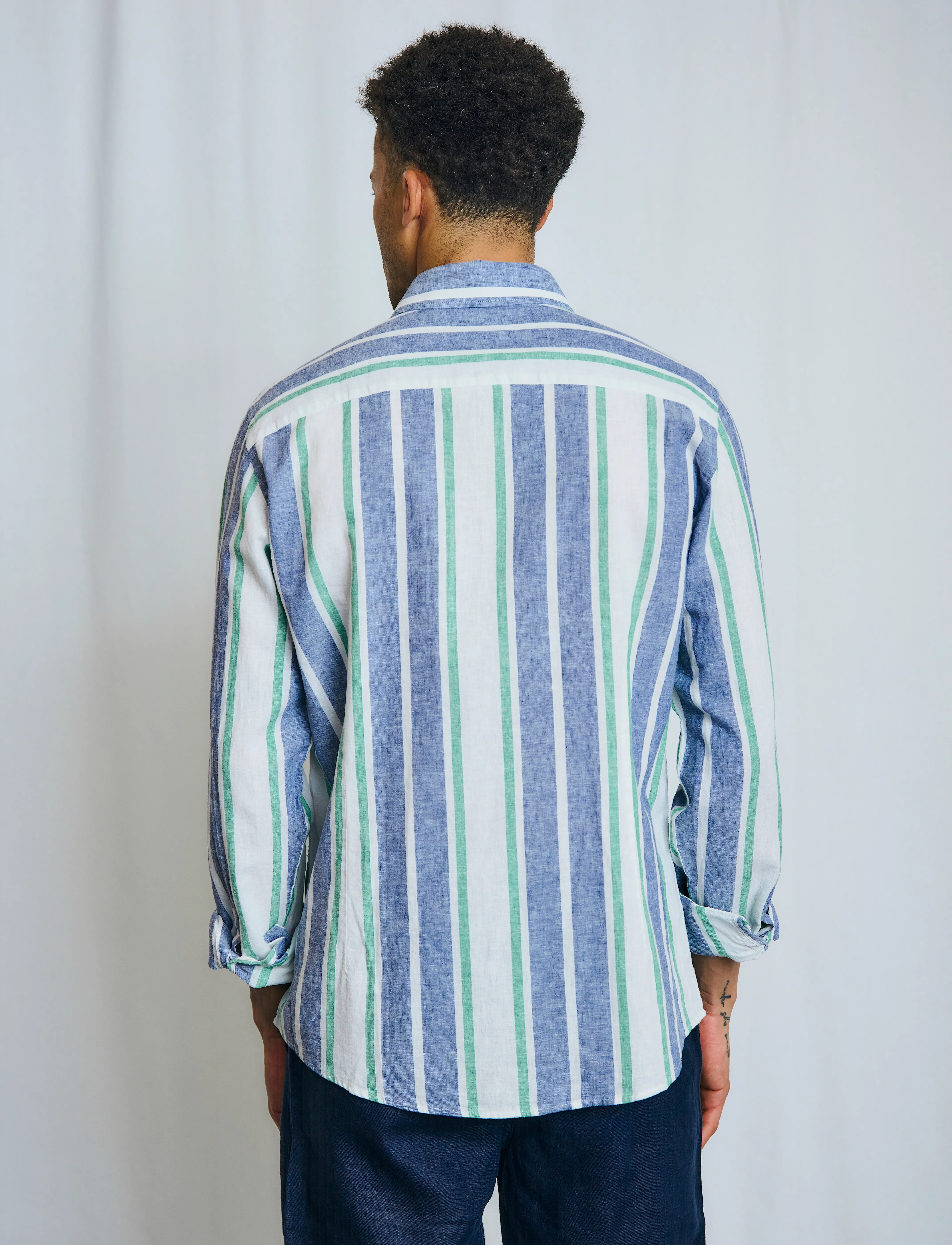 BS Maini Casual Modern Fit Shirt - BLUE/WHITE