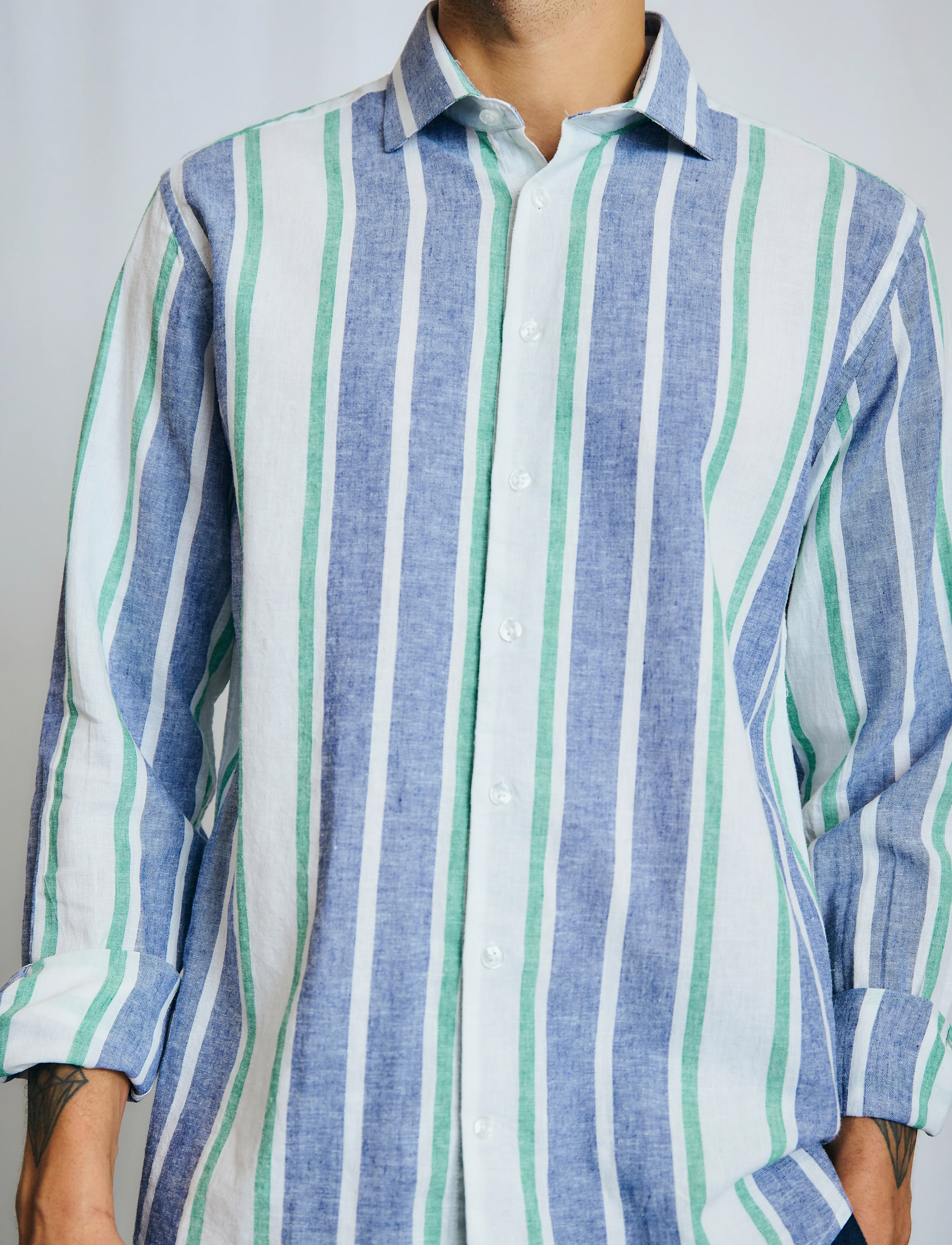 Bruun & Stengade - BS Maini Casual Modern Fit Shirt - leinenhemden - blue/white - 2