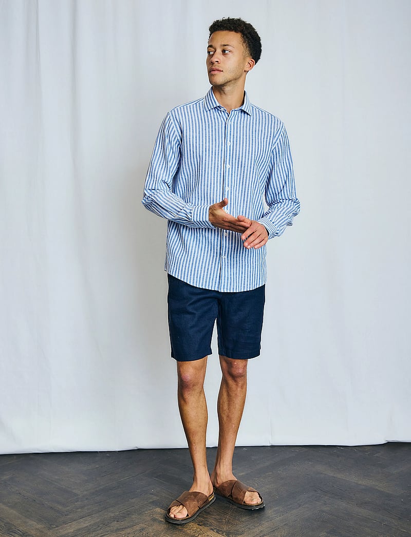 Bruun & Stengade - BS O'Sullivan Casual Modern Fit Shirt - linneskjortor - blue/white - 4