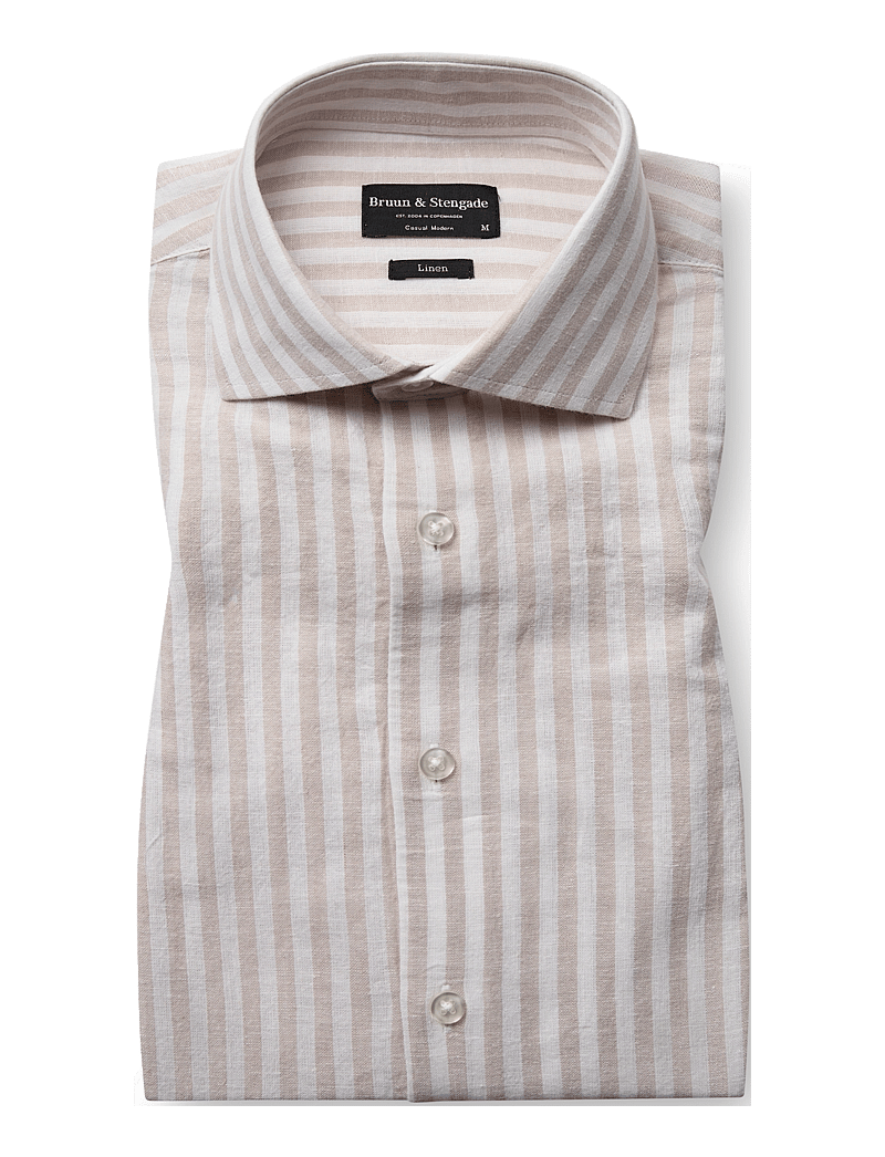 Bruun & Stengade - BS O'Sullivan Casual Modern Fit Shirt - lininiai marškiniai - sand/white - 2