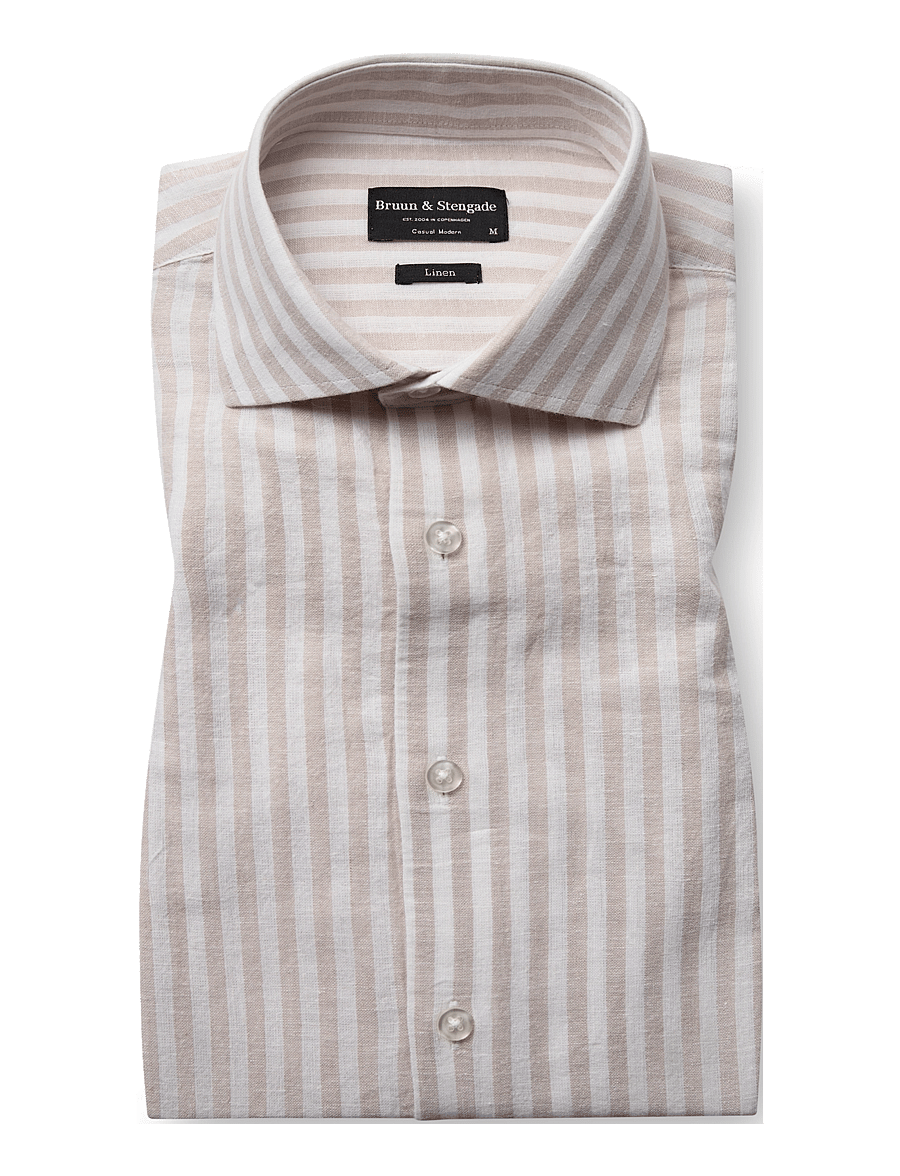 Bruun & Stengade - BS O'Sullivan Casual Modern Fit Shirt - leinenhemden - sand/white - 2