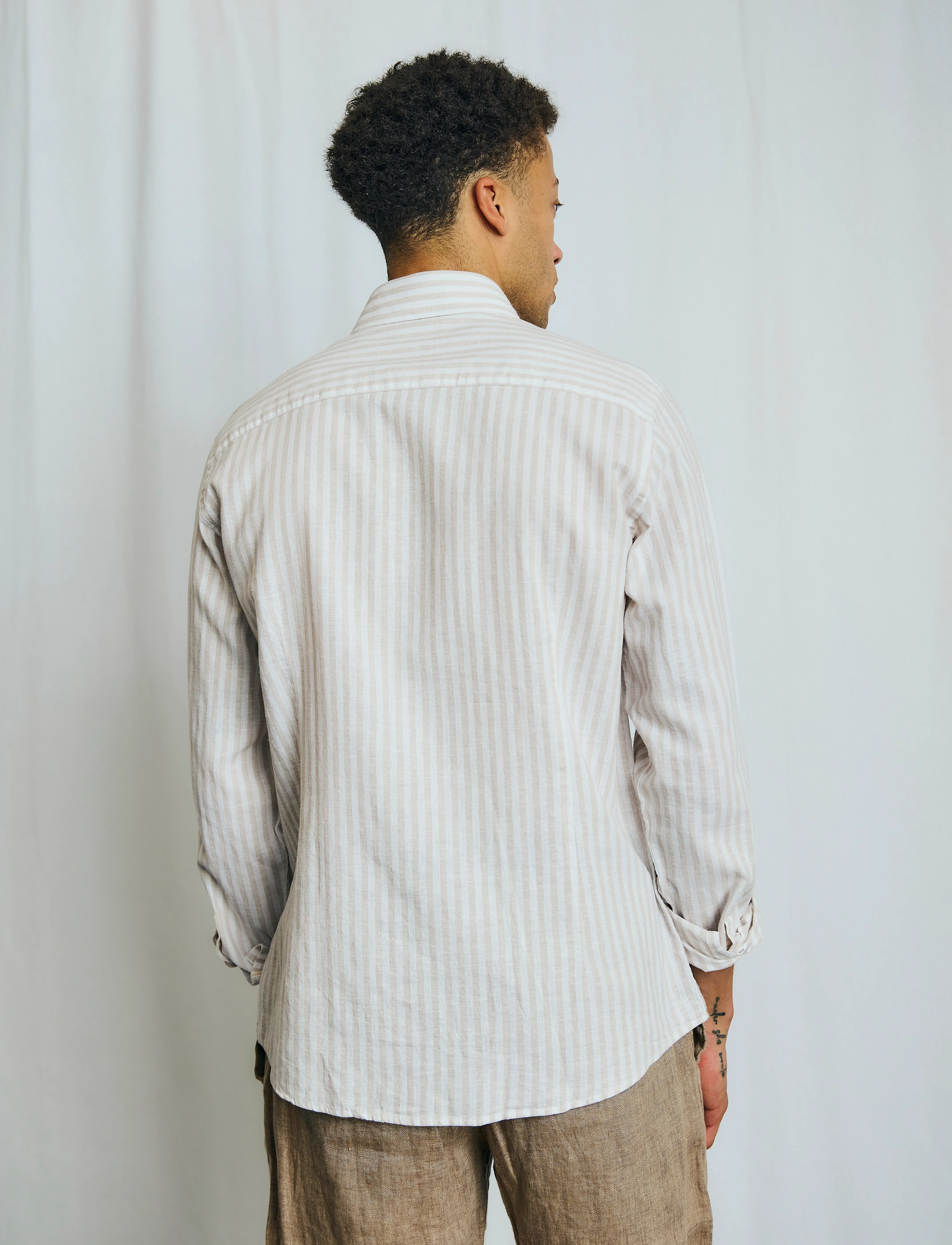 Bruun & Stengade - BS O'Sullivan Casual Modern Fit Shirt - leinenhemden - sand/white - 5
