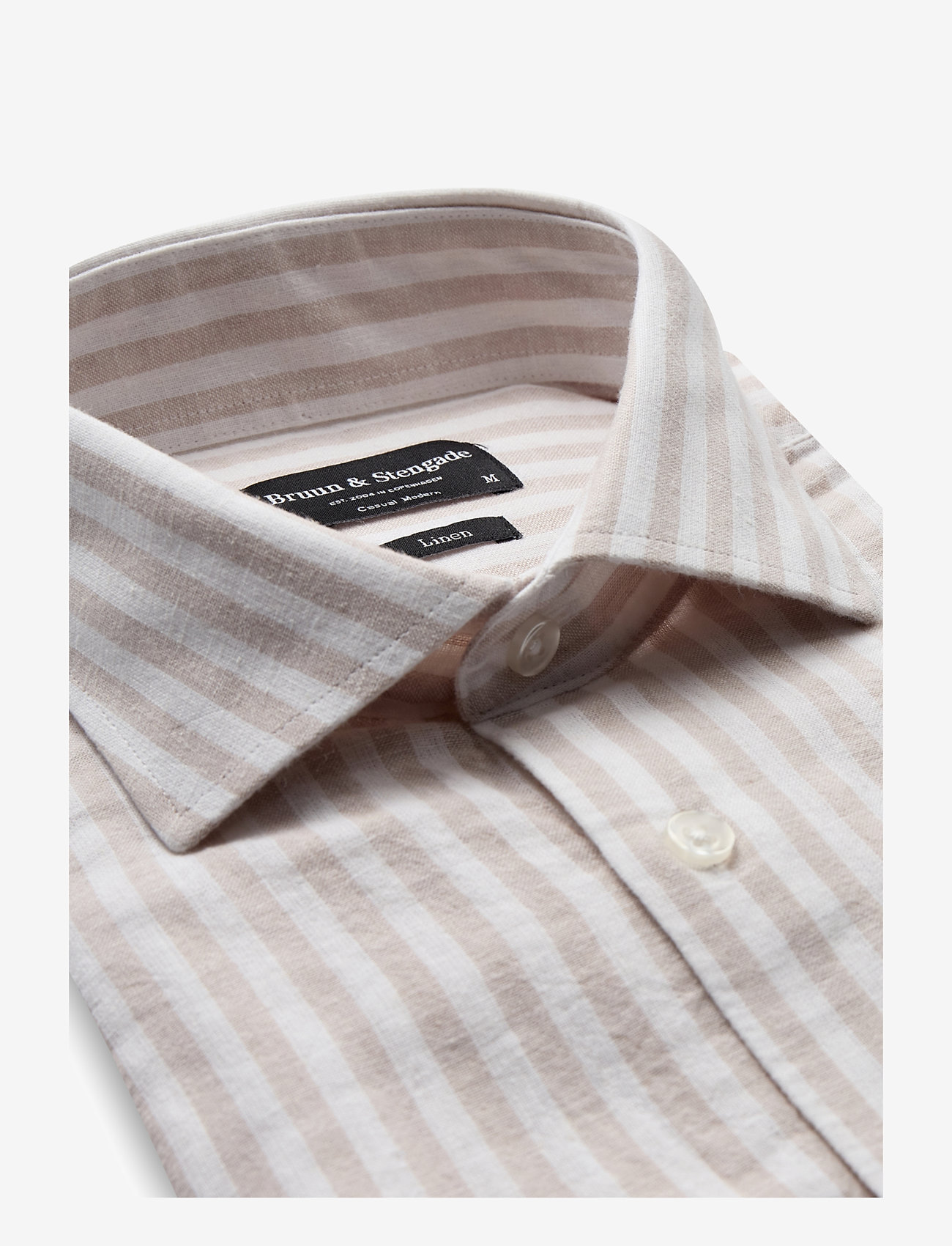 Bruun & Stengade - BS O'Sullivan Casual Modern Fit Shirt - lininiai marškiniai - sand/white - 3