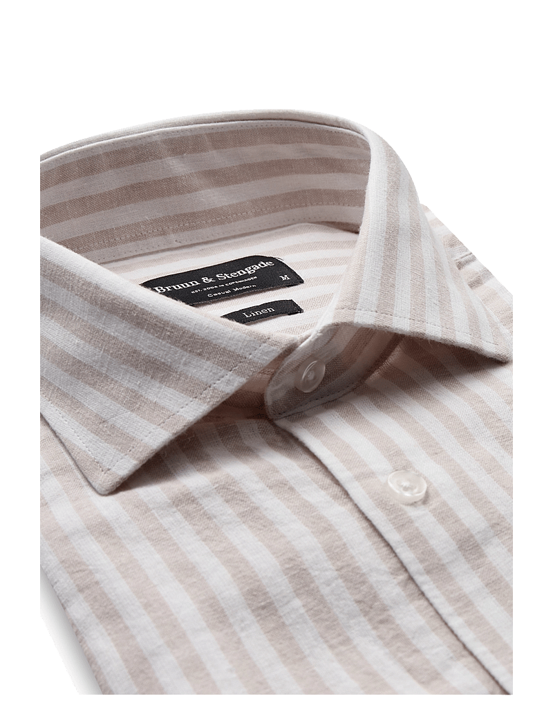 Bruun & Stengade - BS O'Sullivan Casual Modern Fit Shirt - lininiai marškiniai - sand/white - 3