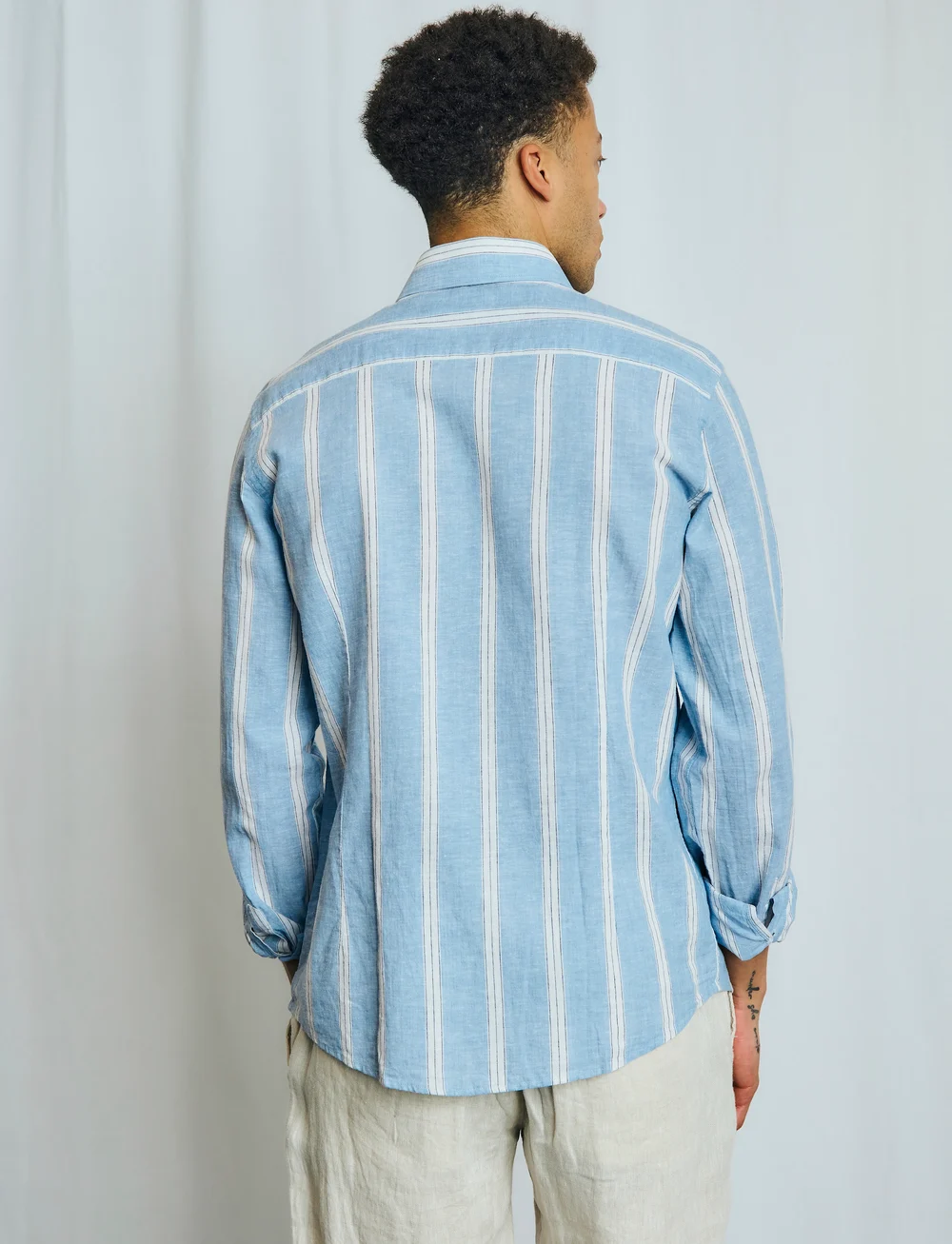 Bruun & Stengade - BS Correa Casual Modern Fit Shirt - linen shirts - light blue/white - 3