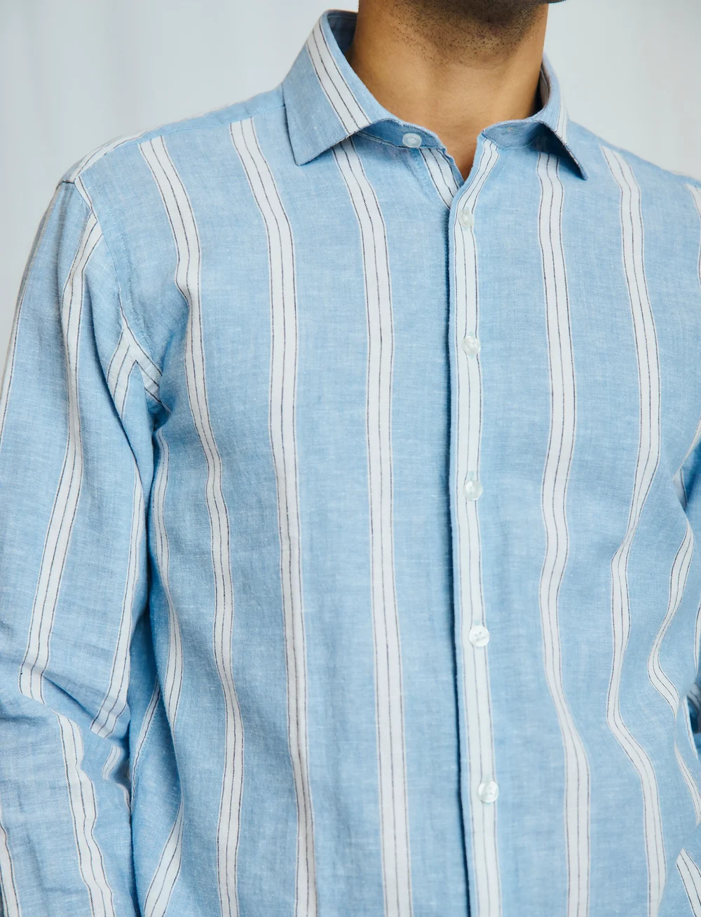 Bruun & Stengade - BS Correa Casual Modern Fit Shirt - linen shirts - light blue/white - 4