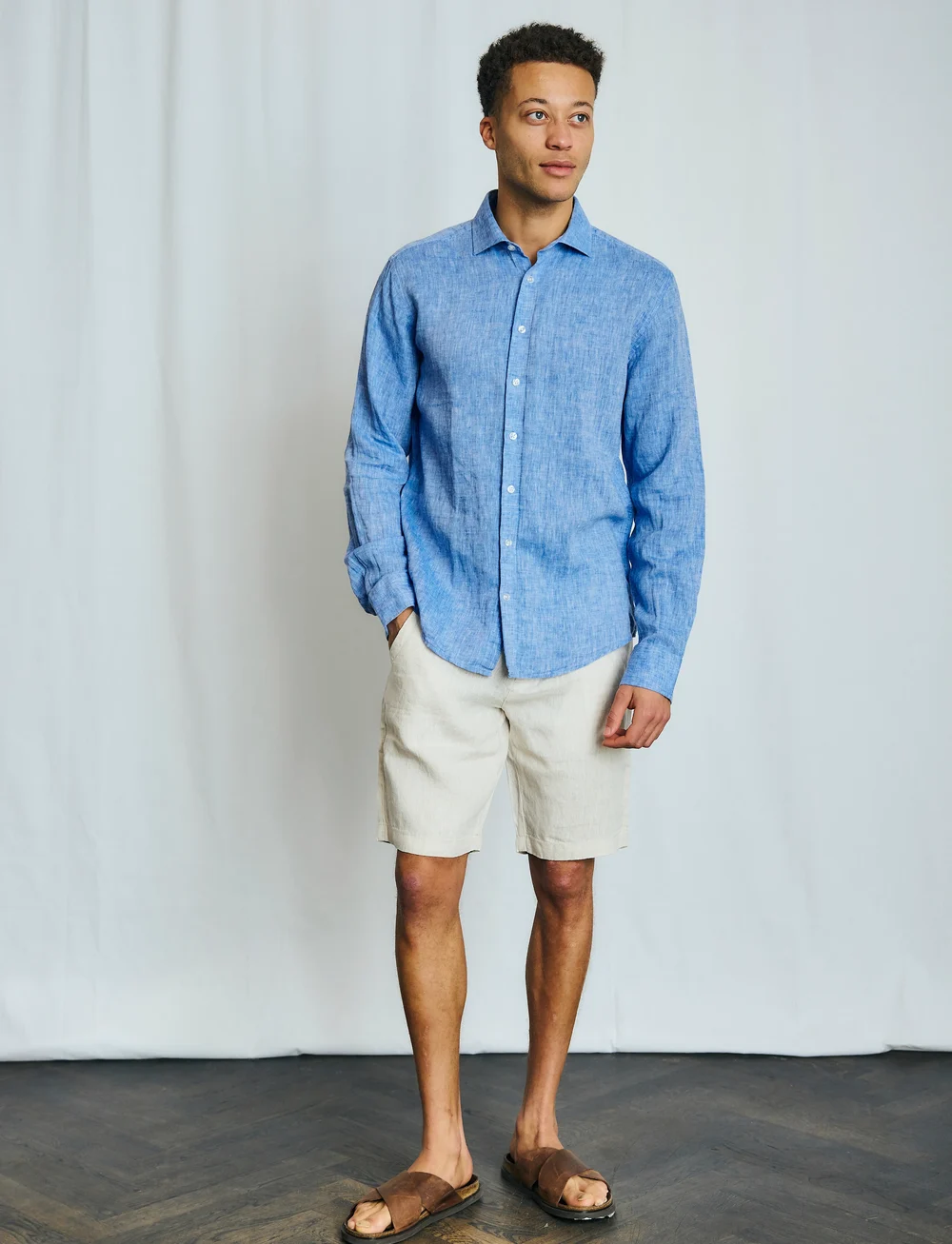 Bruun & Stengade - BS Antonelli Casual Modern Fit Shirt - linen shirts - blue - 4