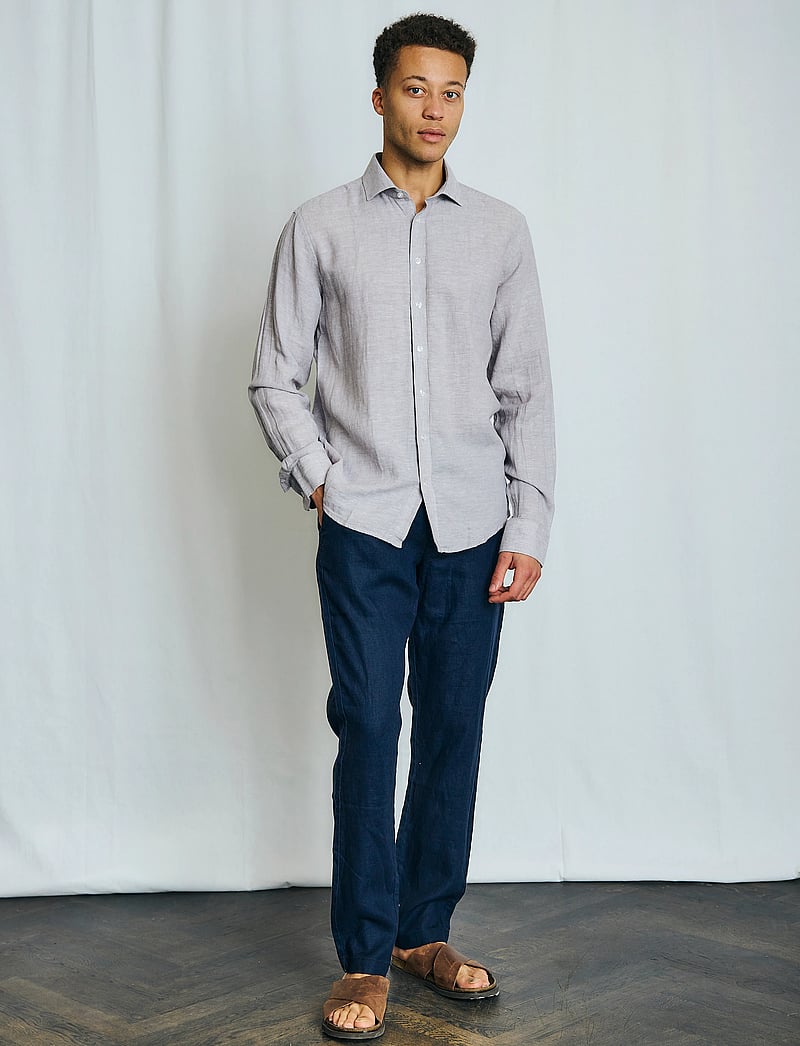 Bruun & Stengade - BS Antonelli Casual Modern Fit Shirt - hørskjorter - light grey - 0