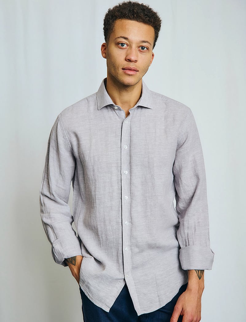 Bruun & Stengade - BS Antonelli Casual Modern Fit Shirt - hørskjorter - light grey - 3