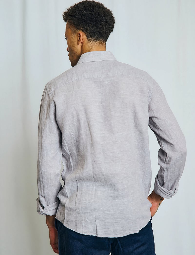 Bruun & Stengade - BS Antonelli Casual Modern Fit Shirt - hørskjorter - light grey - 4